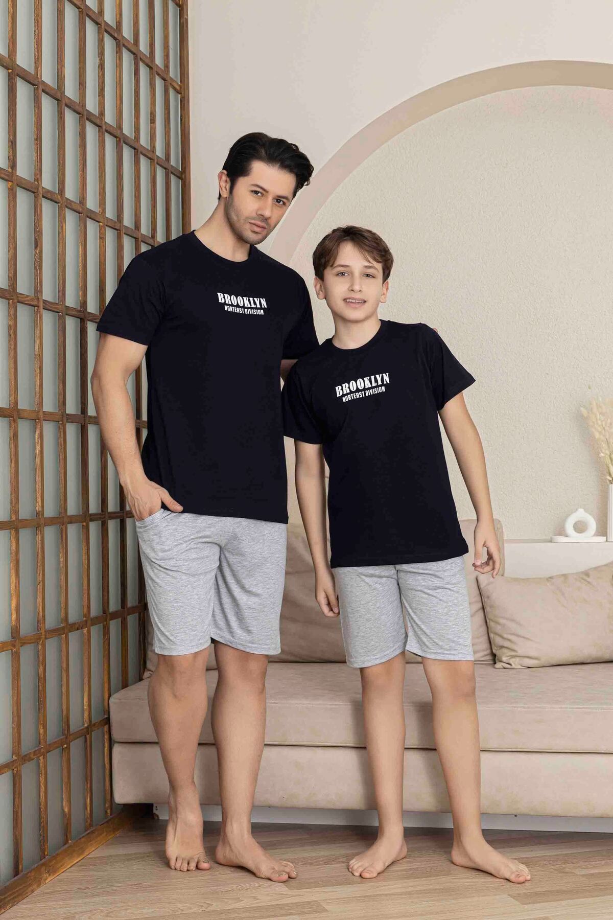 Tarık BABA OĞUL KOMBİN ALK ÜST KISA KOLLU BERMUDA BOY ŞORTLU BİSİKLET YAKA PİJAMA TAKIMI-4009