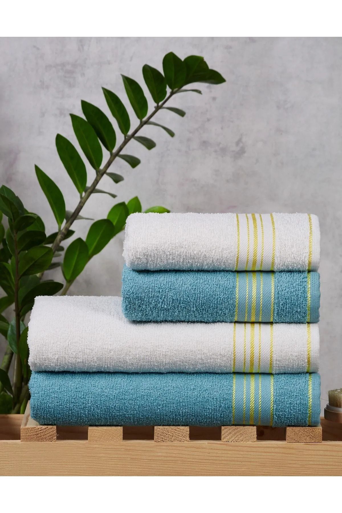 Elaganya Banyo Havlu Seti ( 2 Adet El Yüz - Baş Havlusu-2 Adet Vücut - Banyo Havlusu )