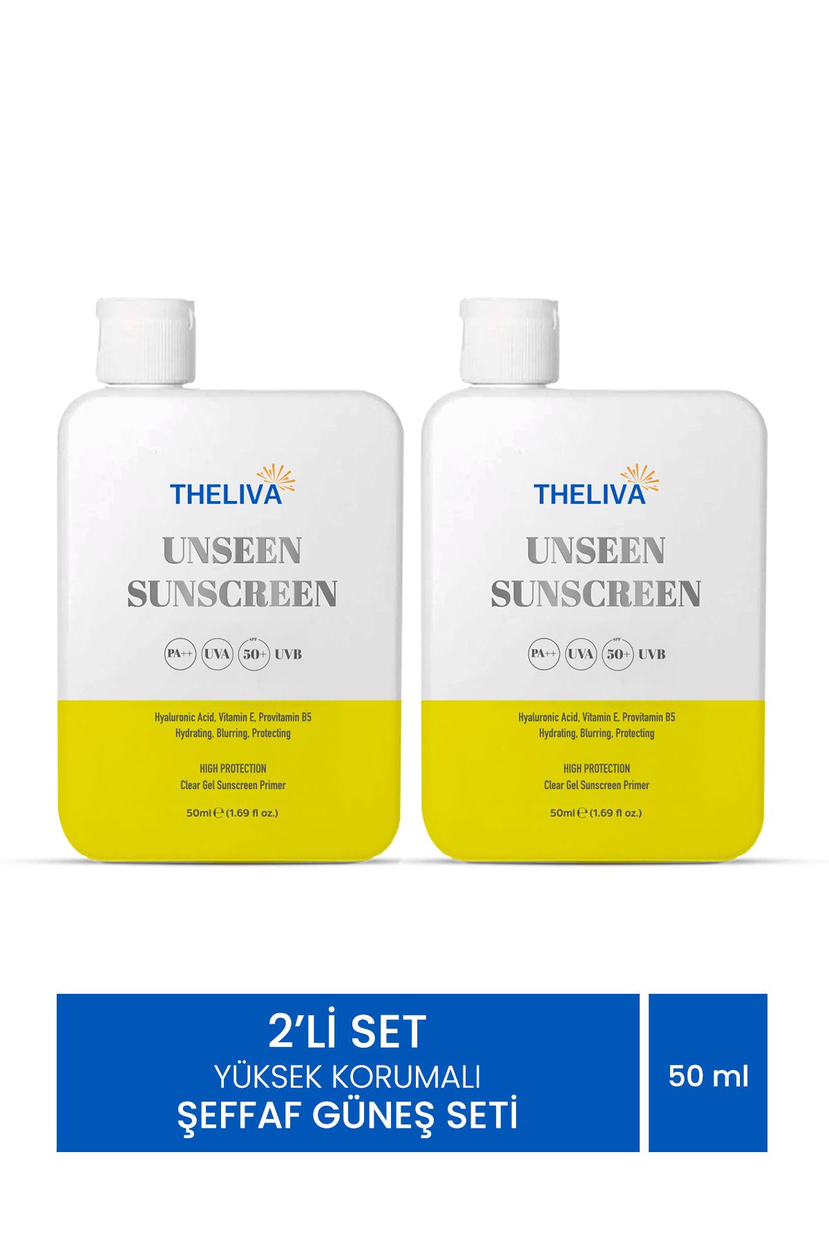 Aydınlatıcı Nemlendirici Şeffaf Makyaj Altı baz Tüm Ciltler Için Vücut Yüz Güneş Kremi Spf 50 2 adet
