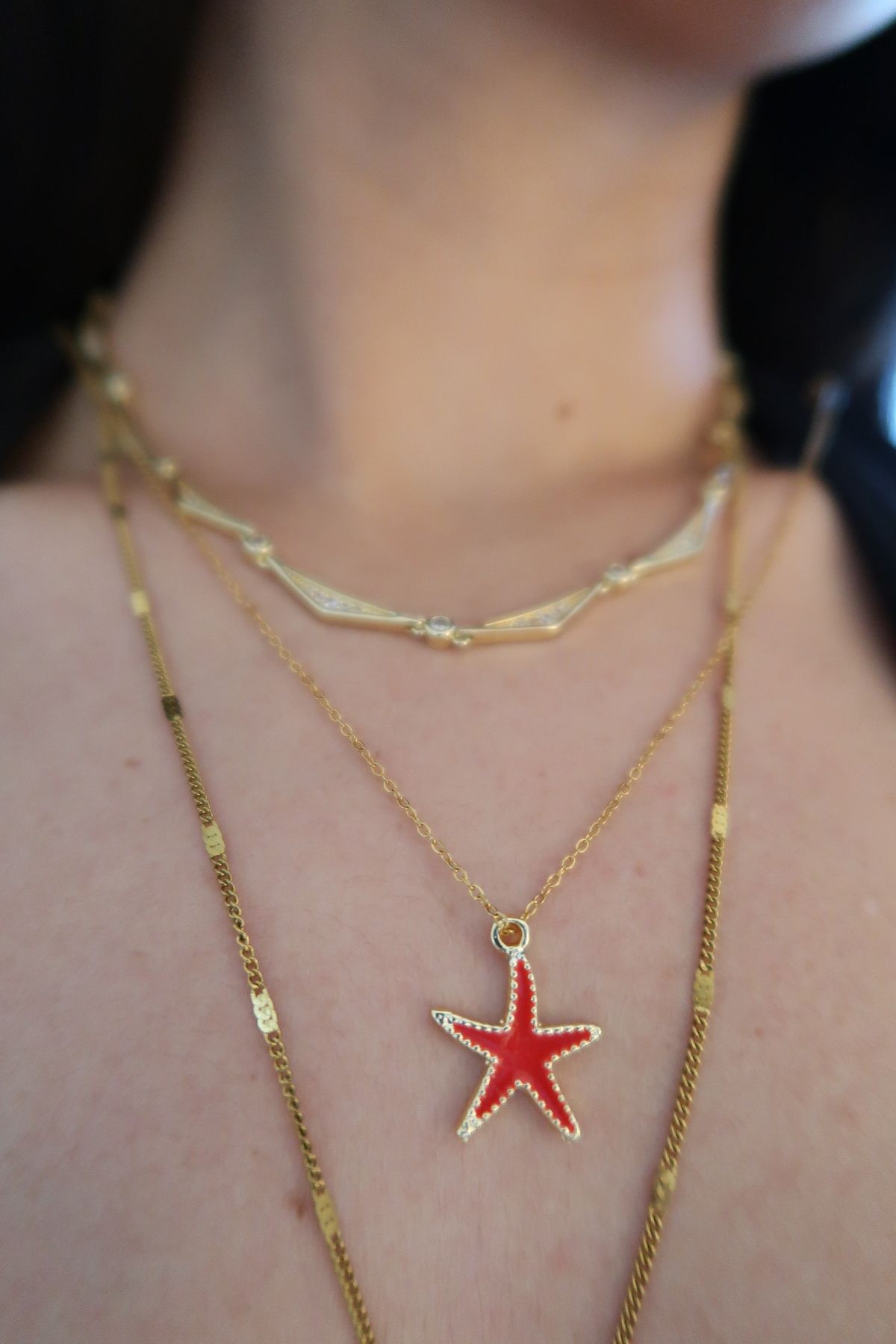 Juaste Red Stars Gold Kolye