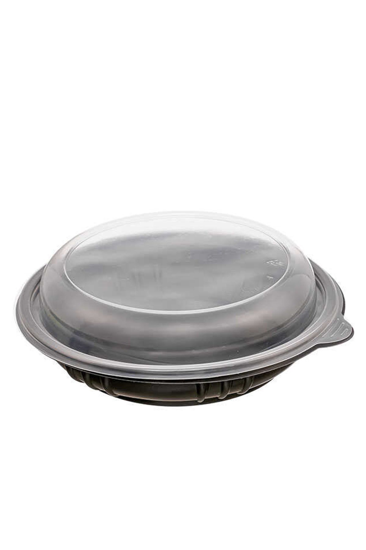 MEYPAK Kapaklı Siyah Salata Kasesi 1000 gr yuvarlak (Sıcağa Dayanıklı) - 50 adet