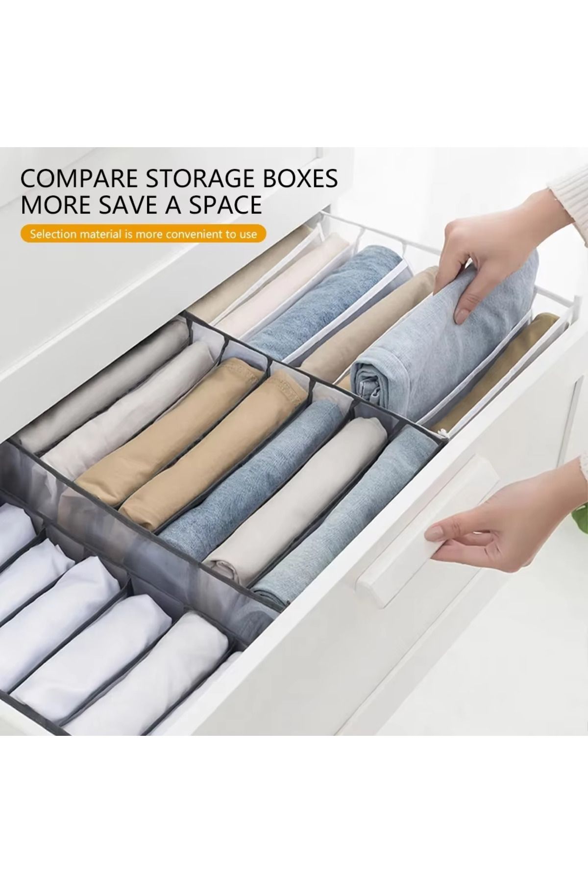 Choice-S Gray 1pc Closet Organizer For Socks Separated Underwear Storage Box Jeans Bra Foldable 5