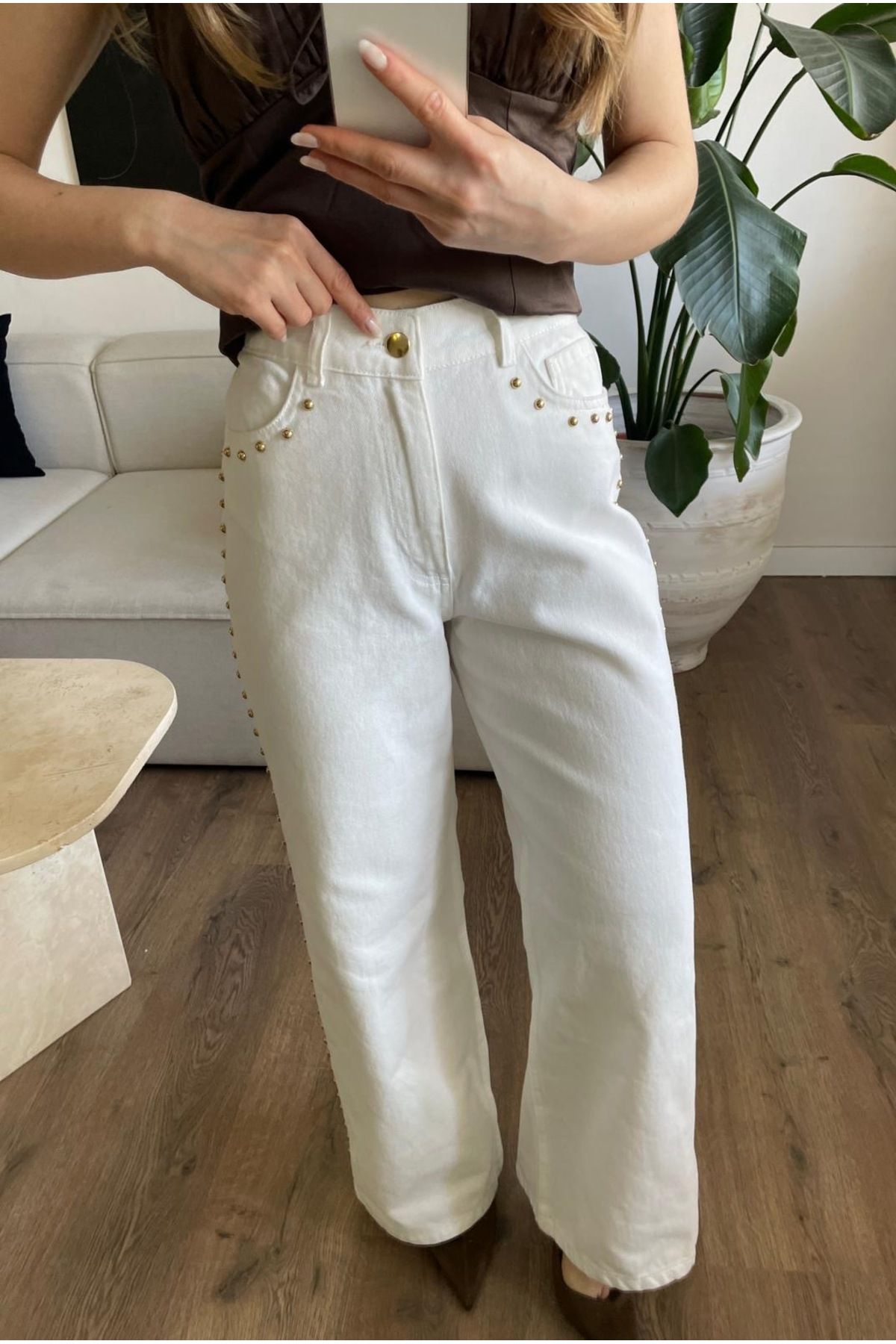 Özgece YANI DROPLU WİDE-LEG JEAN
