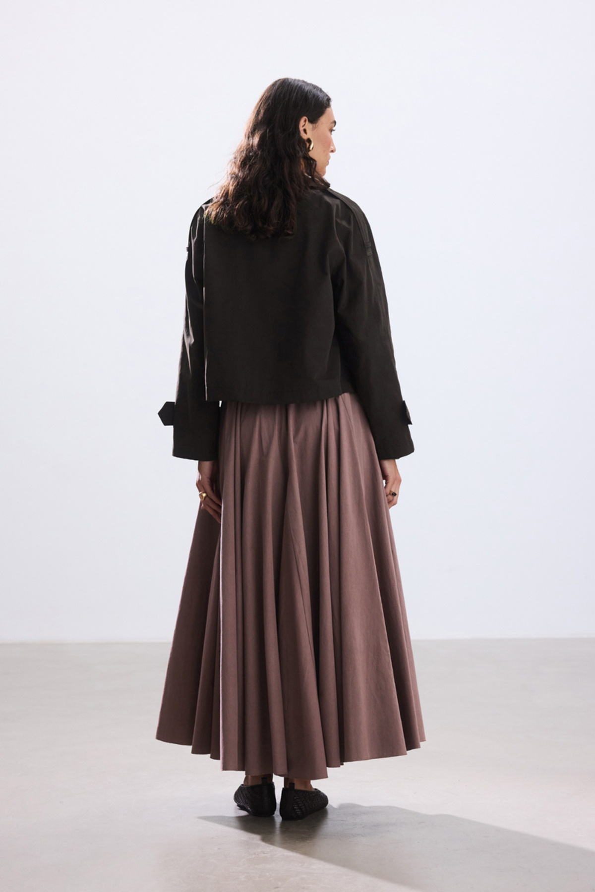 BE BLUE-Acid Brown Short Double Breasted Minimal Trench Coat 7