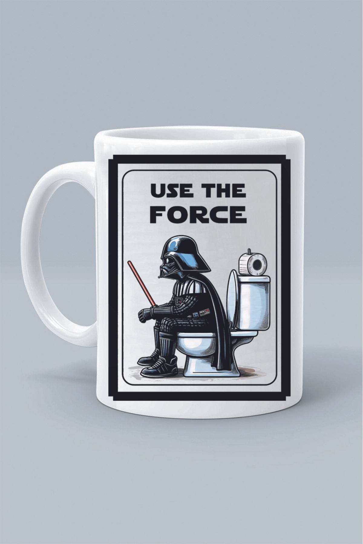 Olympus plus USE THE FORCE GÜCÜ KULLAN DARTH VADER TASARIM BASKILI BEYAZ KLASİK KUPA BARDAK