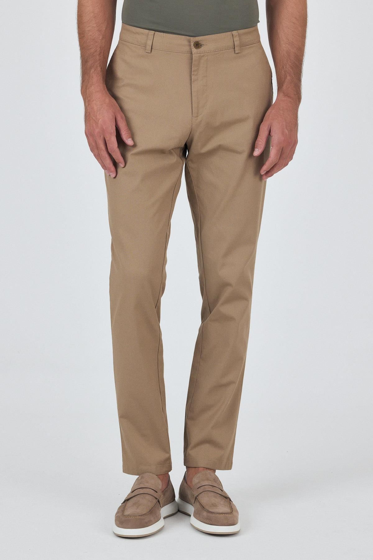 İmza Koyu Vizon Armürlü Yan Cep Düz Paça Slim Fit Pamuklu Casual Chino Pantolon 1003250120
