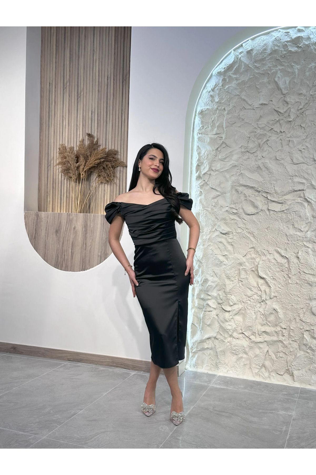 Kyra Studios Siyah 5055 Abiye Elbise