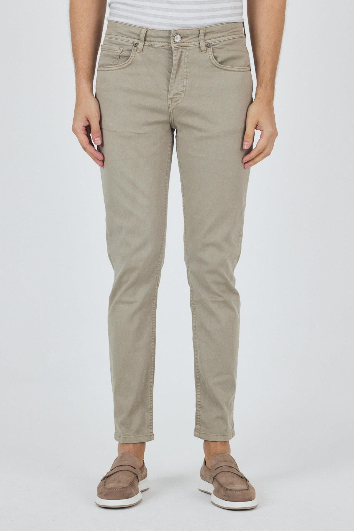 İmza Koyu Bej Pamuklu 5 Cep Casual Slim Fit 5 Cep Pantolon 1003250318