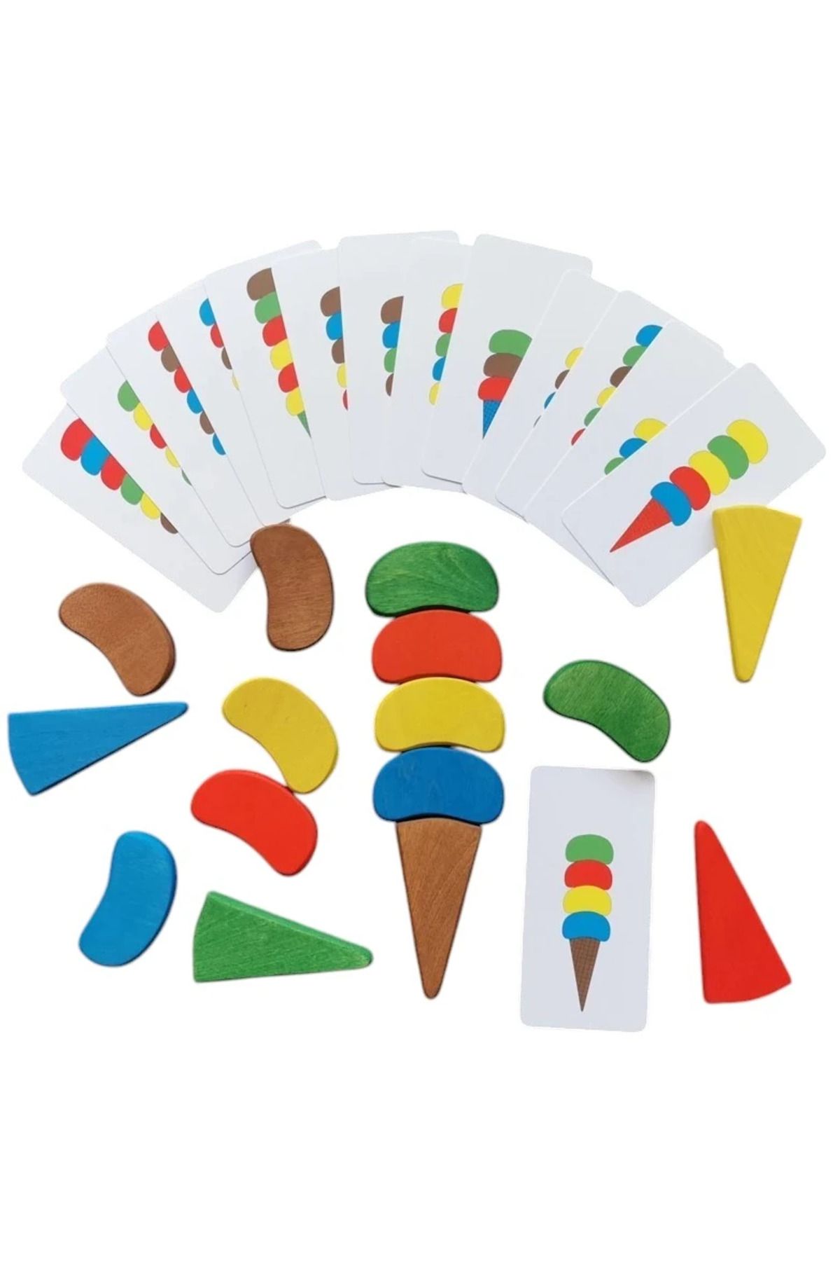 STEMXR Montessori Ahşap Dondurma Desen Kartları Eğitim Seti