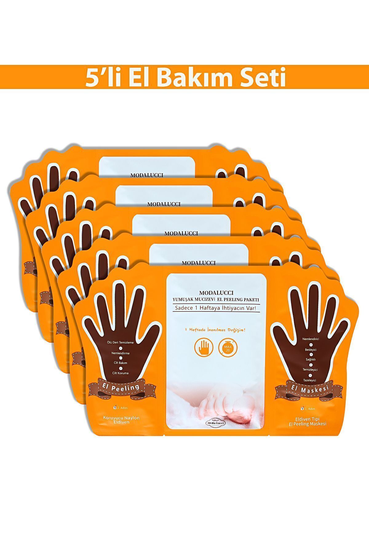 ModaLucci YUMUŞAK MUCİZEVİ SOYULAN EL PEELİNG MASKESİ 5'LI
