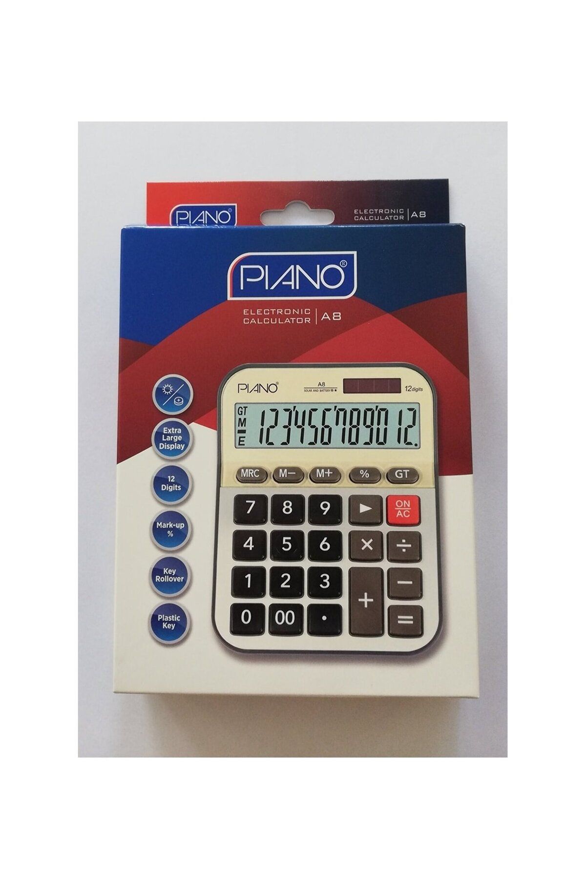 Piano 12 Hane Hesap Makinesi A8 0000949 (Karışık Renk 1 Adet)