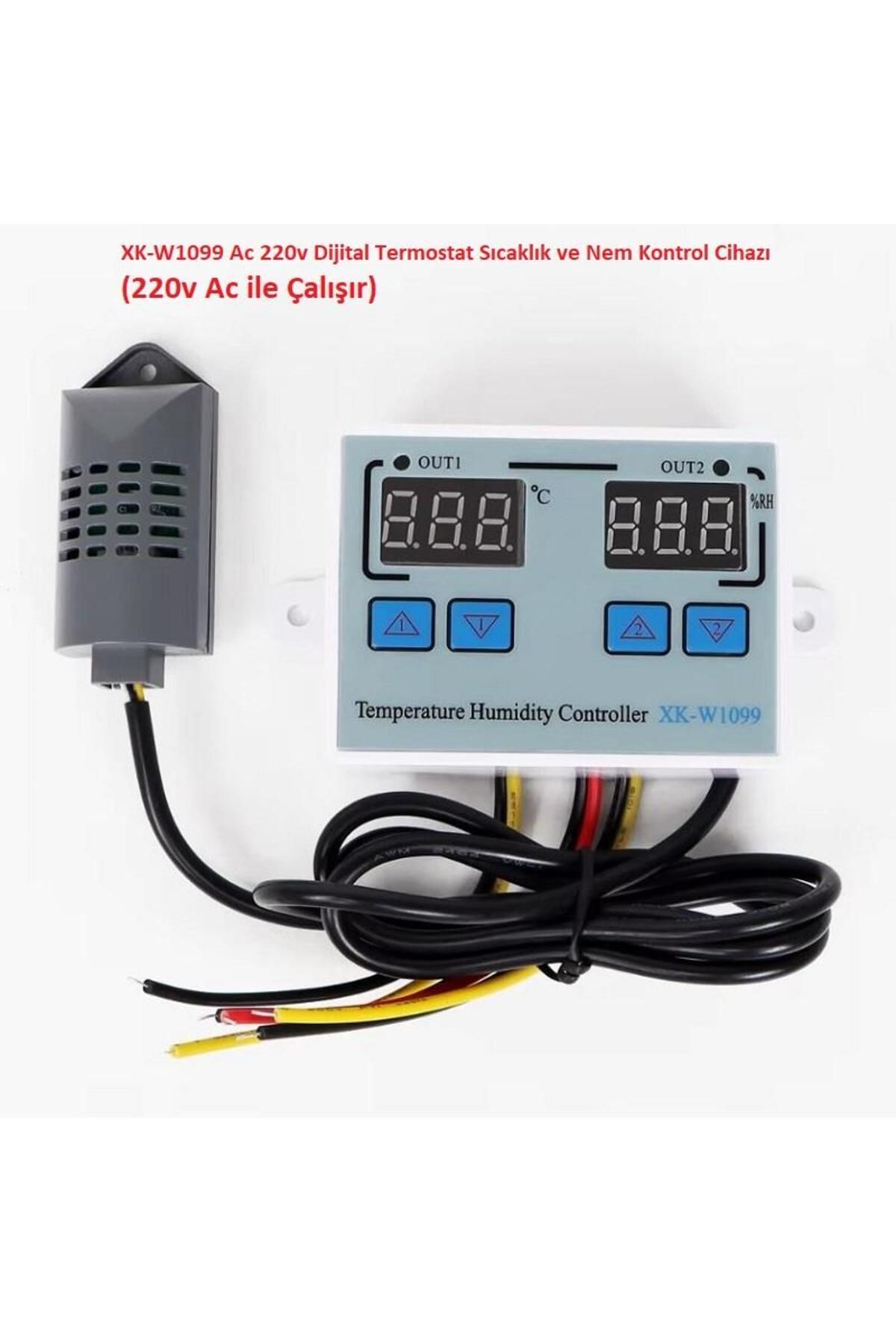Hatfon Elektronik XK-W1099 Ac 220v Dijital Termostat Sıcaklık ve Nem Kontrol Cihazı (220v Ac ile Çalışır)