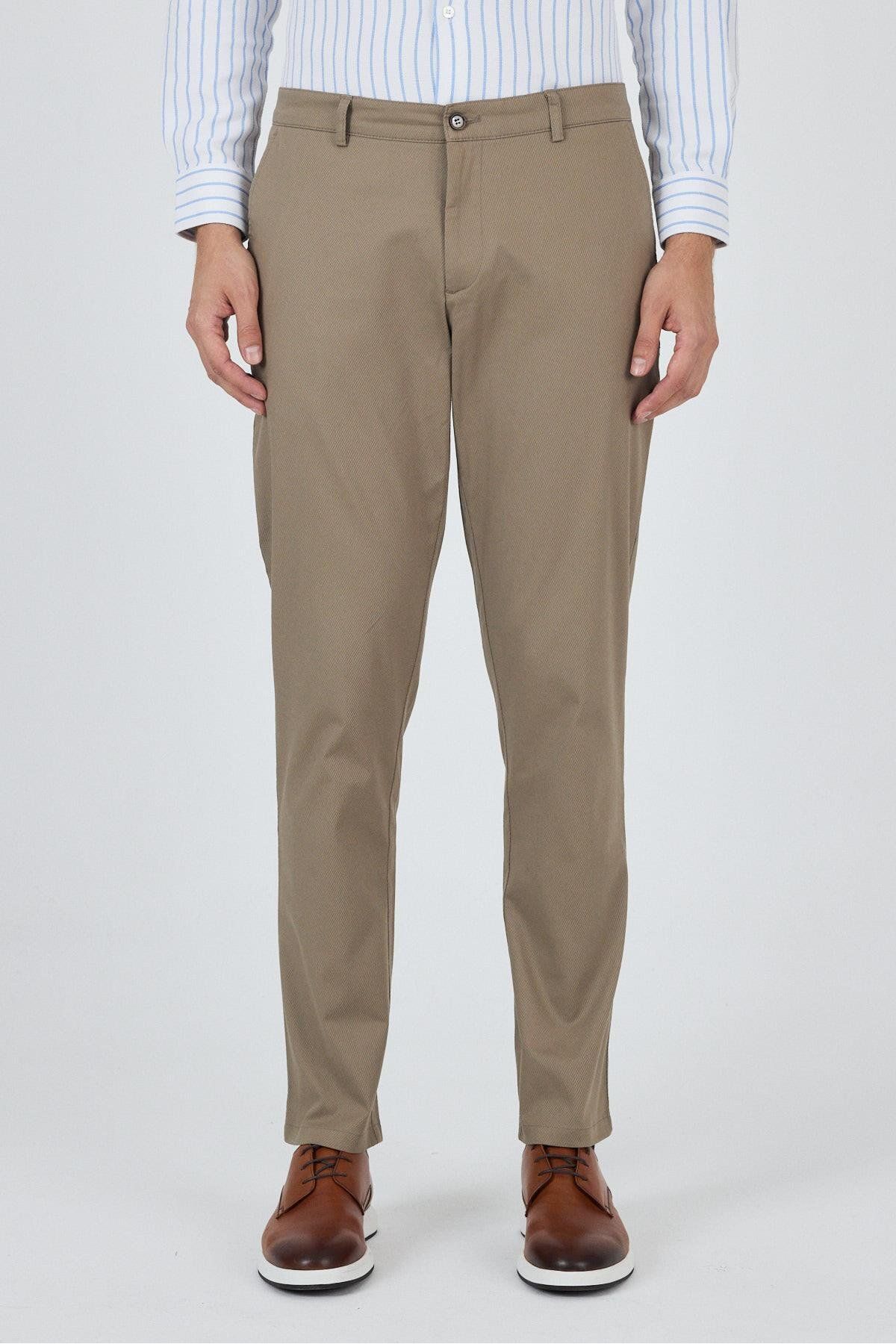 İmza Koyu Vizon Gabardin Yan Cep Düz Paça Comfort Fit Pamuklu Casual Chino Pantolon 1003250121