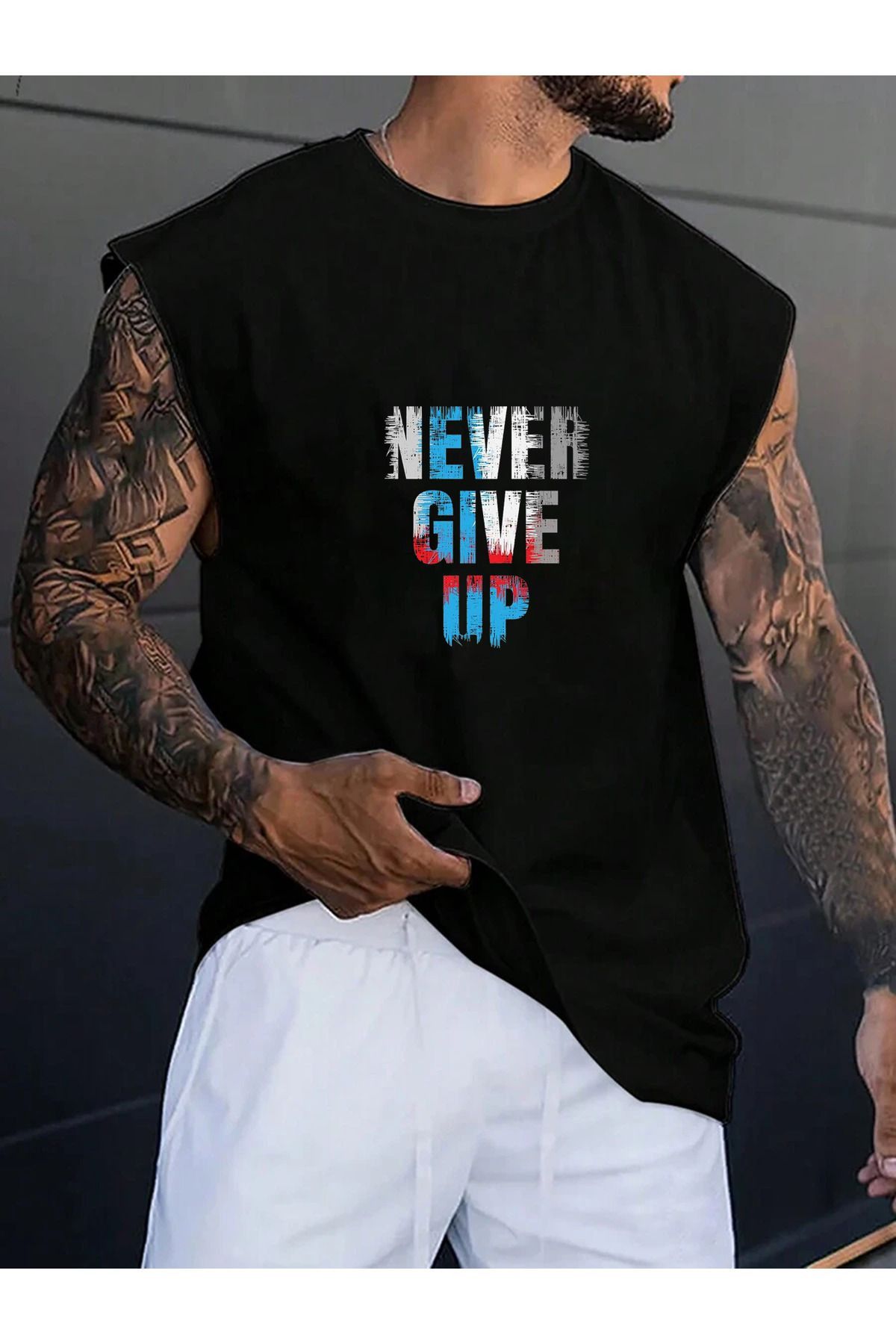 aynewmoda rahat bisiklet yaka sporcu t-shirt atlet%100
