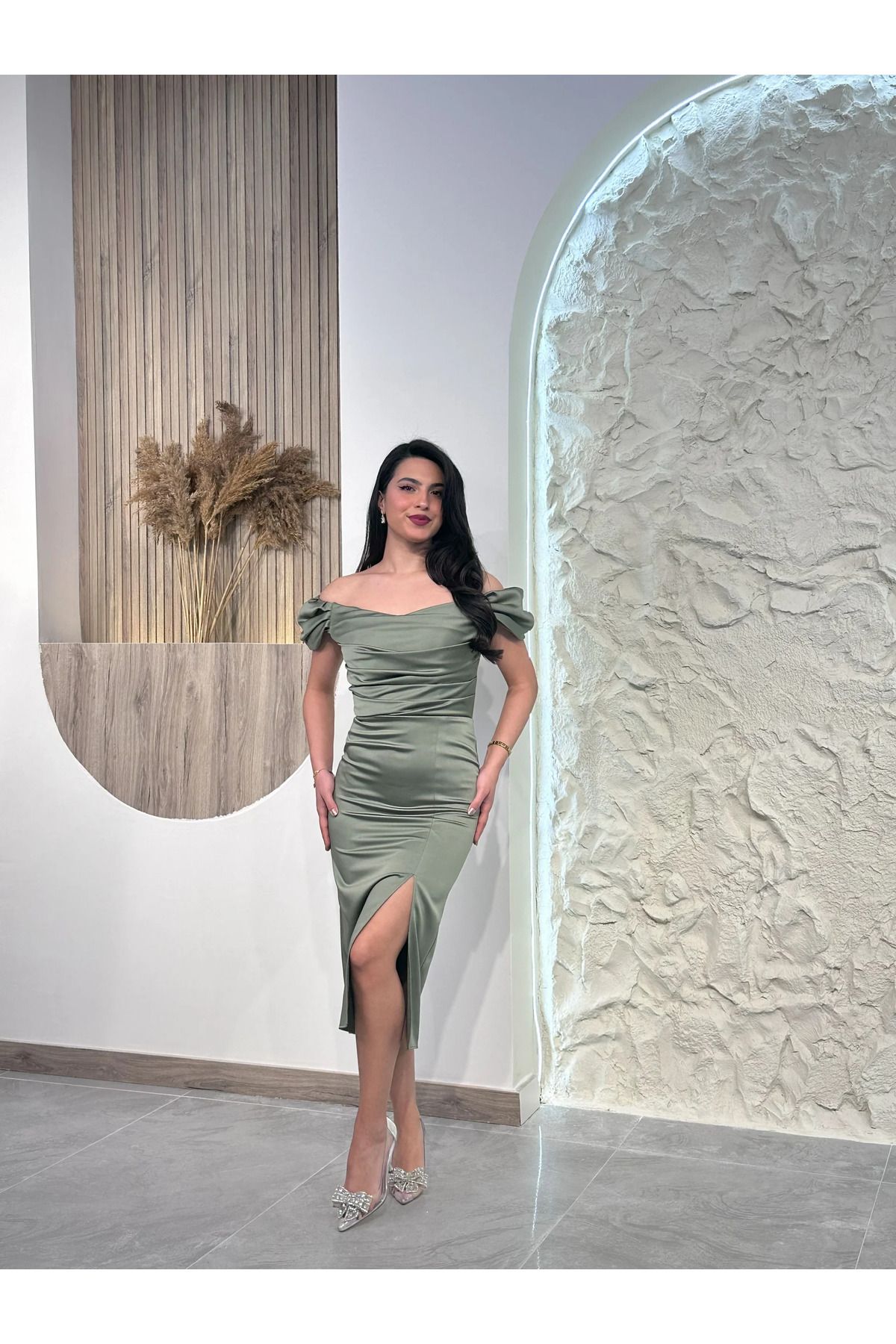 Kyra Studios Haki 5055 Abiye Elbise