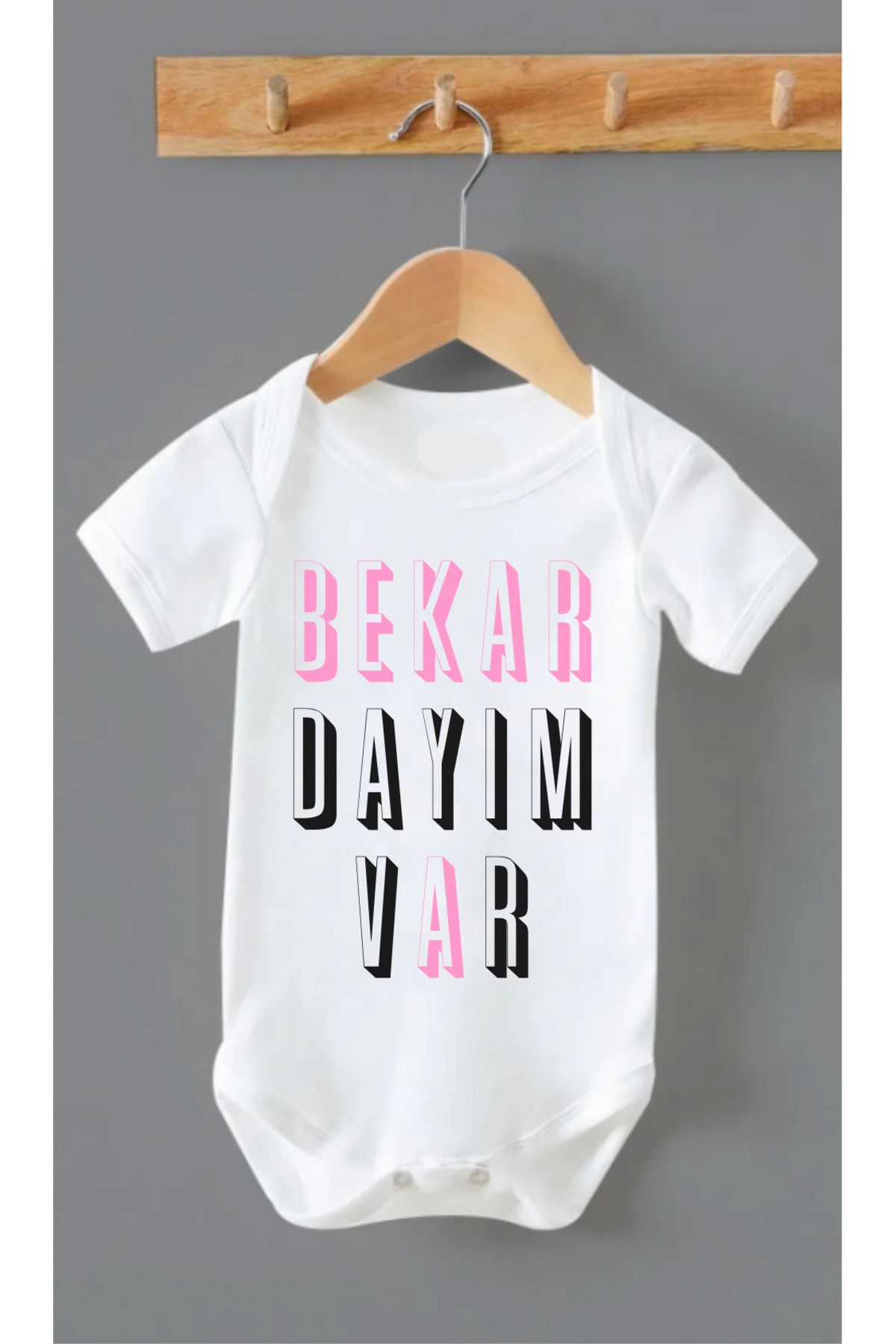 Outdoor One Organik %100 Pamuk Bekar Dayım Var Siyah Baskılı Bebek Body