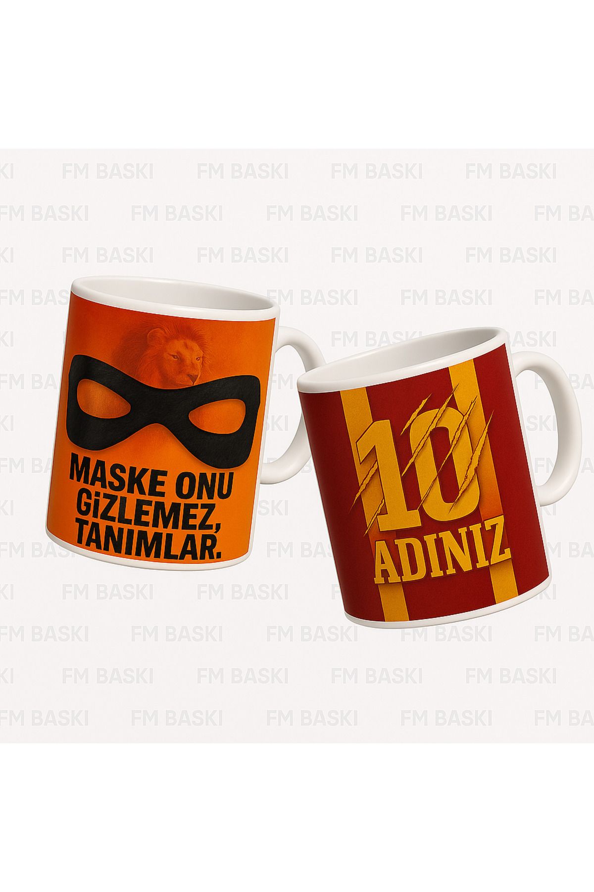 FM BASKI Sarı kırmızı temalı kişiye özel kupa bardağa isim yazdırma
