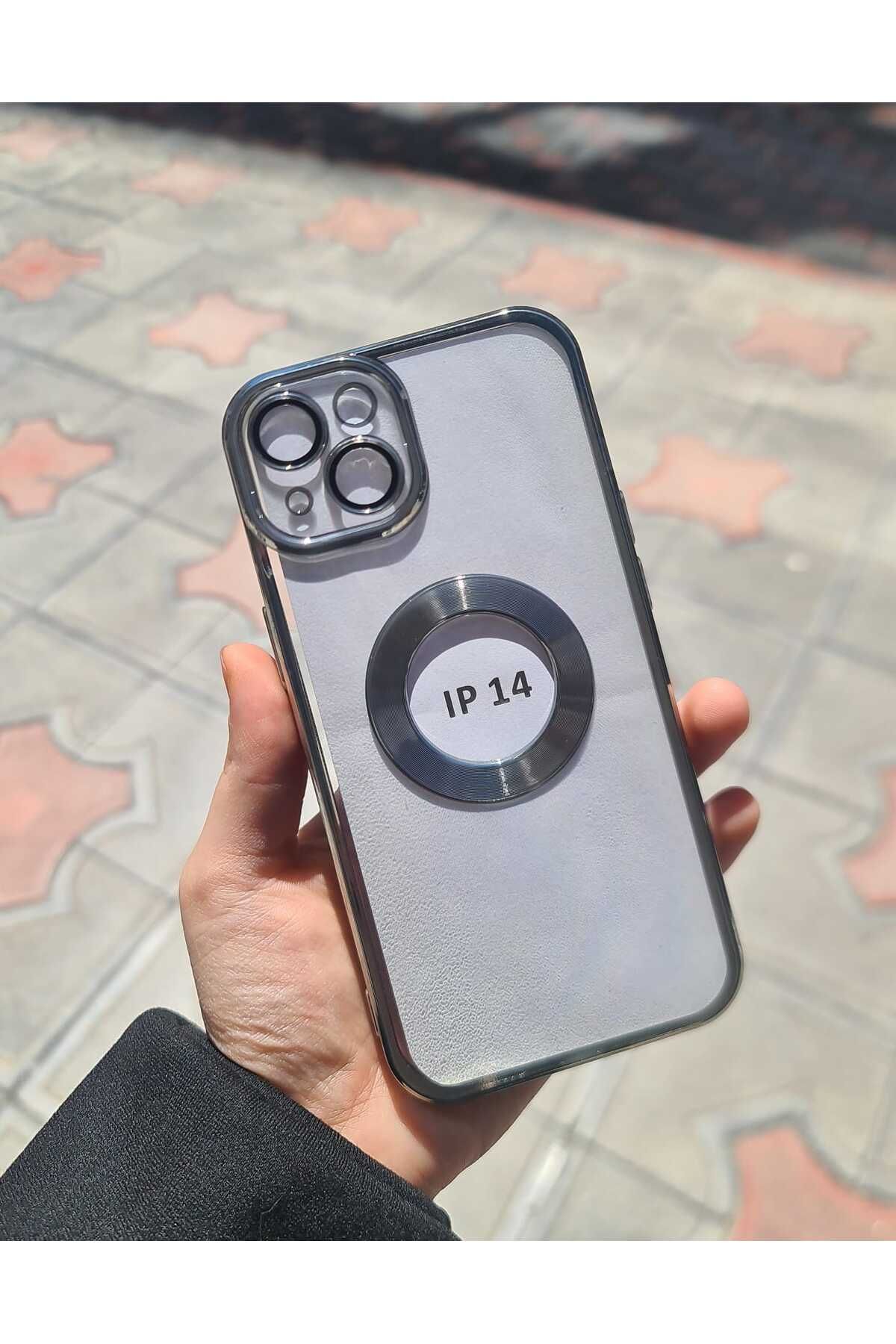 CEP-HANE Apple iPhone 14 Şeffaf Kamera Korumalı Logo Detaylı Premium Yanları Parlak Telefon Kılıfı