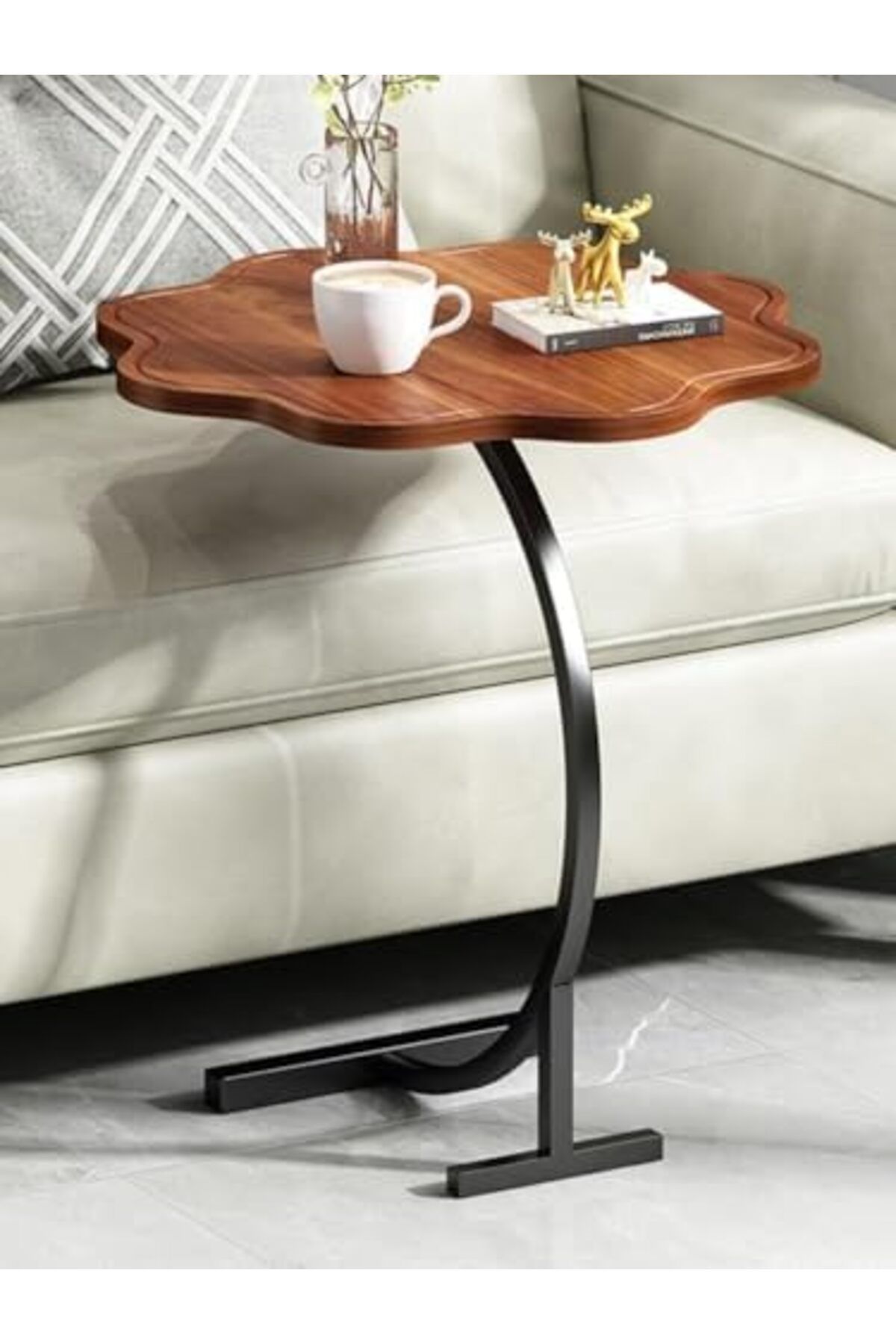 Deep Sleep-C-Shaped End Table, Small Side Table Next to Sofa Bed 5