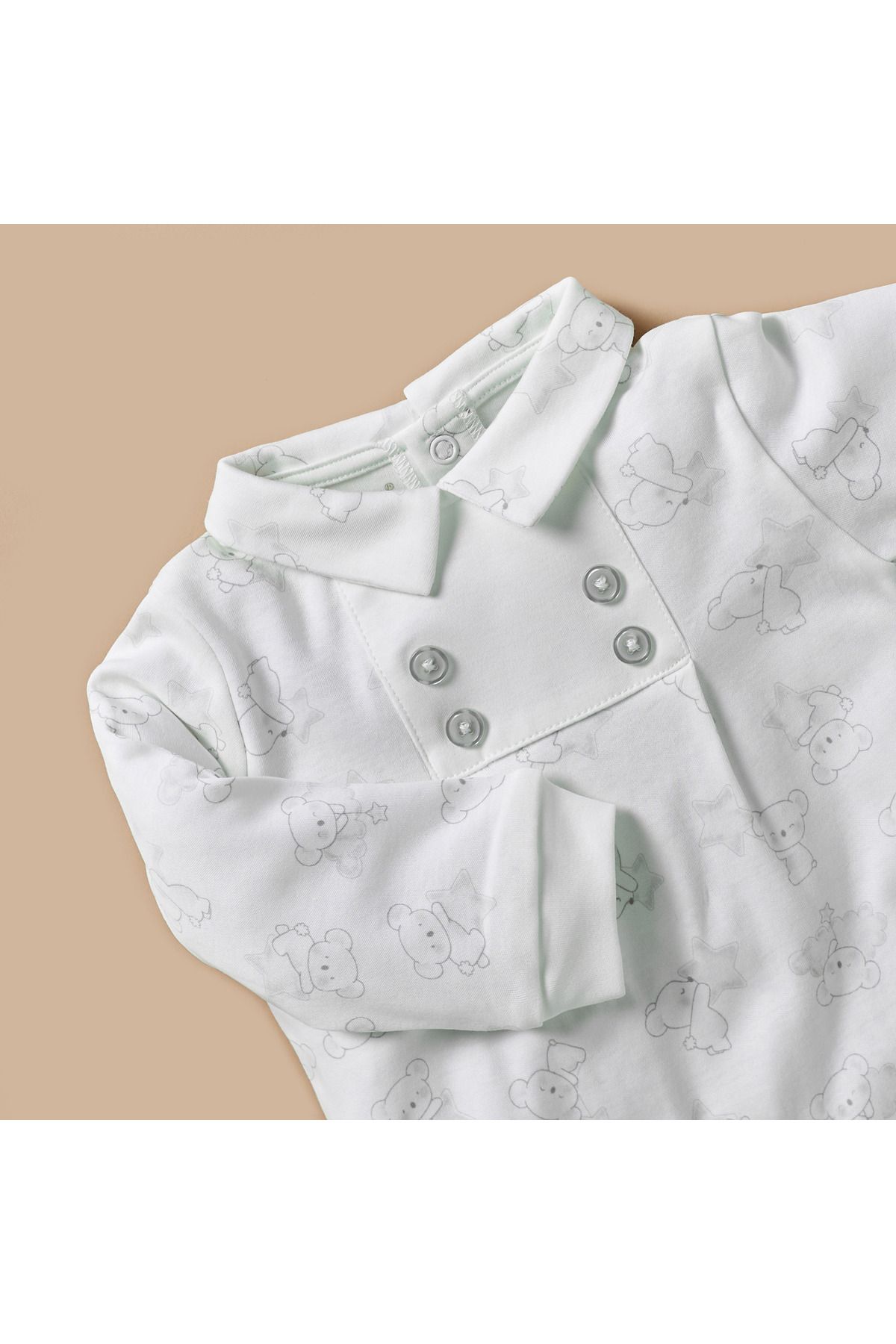 giggles-All-Over Koala Print Collared Sleepsuit with Button Closure 3