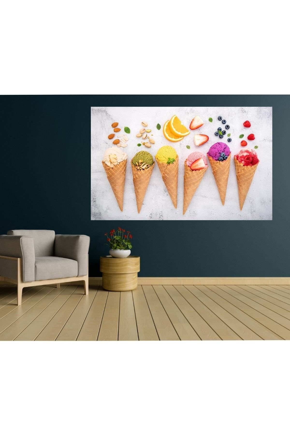 Şehzat Modern Külah Dondurma Dondurması Ice Cream Duvar Kanvas Tablo Tablosu Tablolar