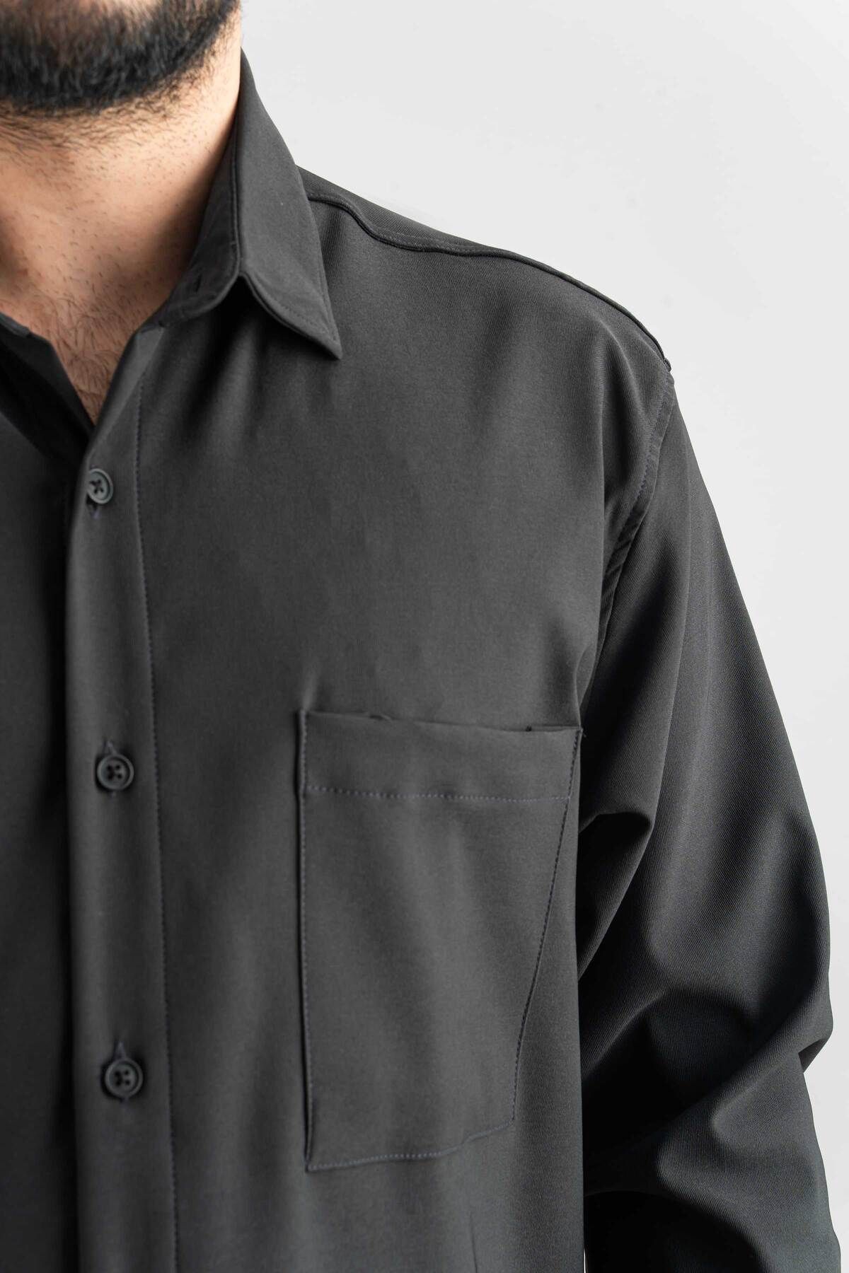 bombe Erkek Gömlek Slim Fit Kolay Ütü Teri Emen Nefes Alan Doku Dört Mevsim Oversize Klasik Gömlek