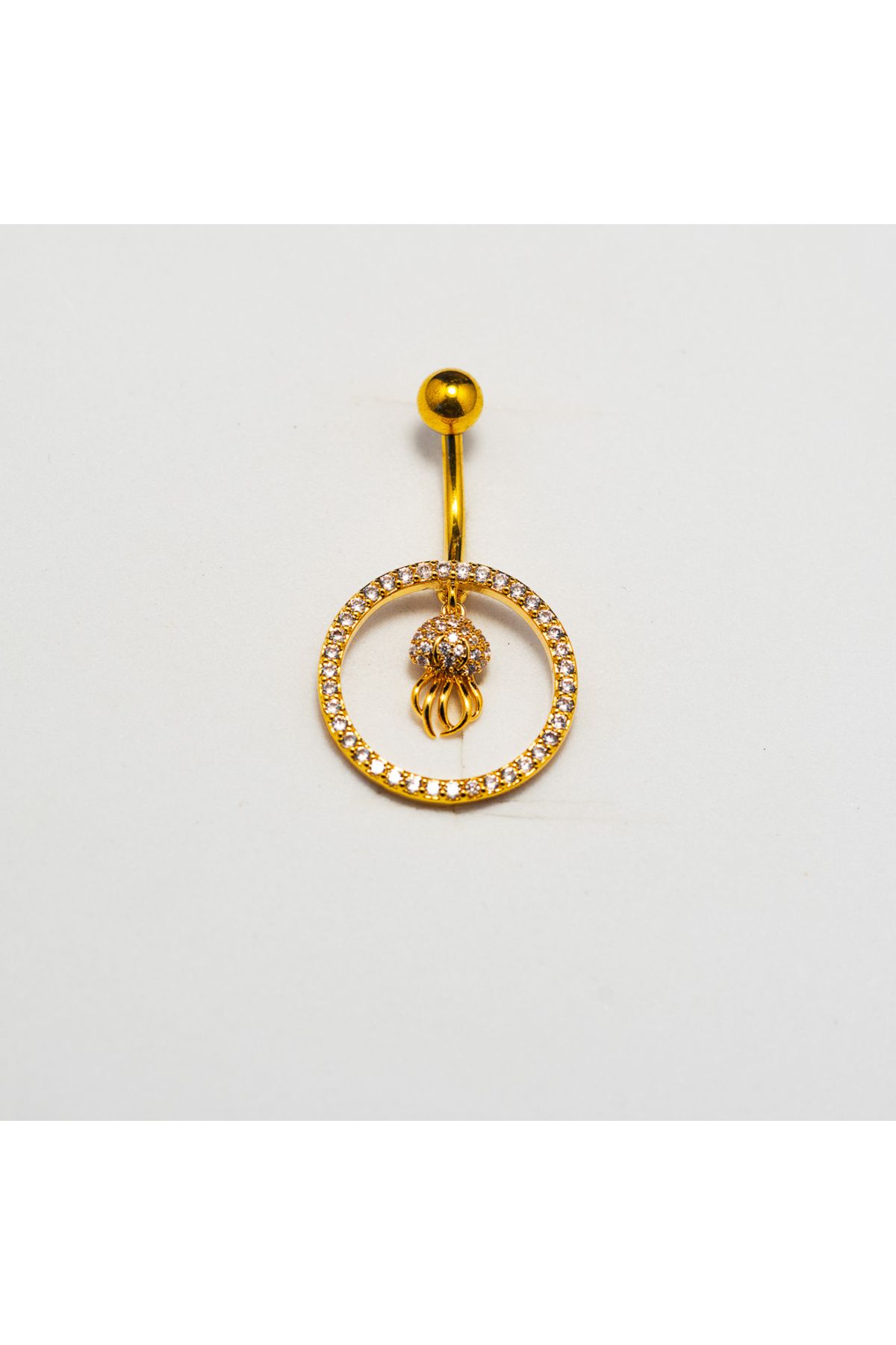 Piercing by Sever AHTAPOT SALLANTILI DENİZ CERRAHİ ÇELİK GÖBEK BELLY PIERCING… ALTIN/GOLD RENKLİ ve ŞEFFAF TAŞLI.