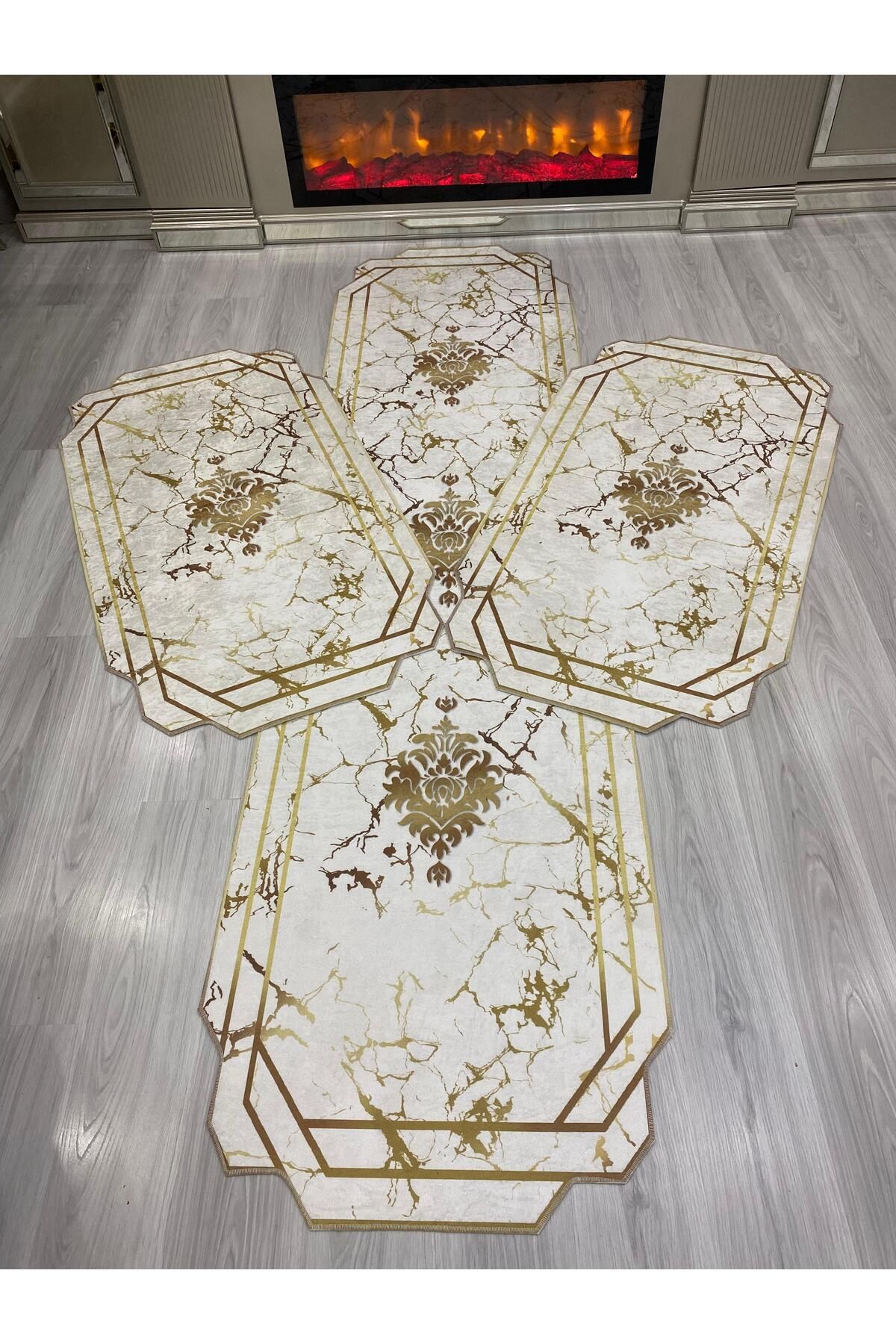 ALLGELSİN Yatak Odası Halısı Seti 3 'lü Yatak Odası Halı Takımı 2 Adet 80x150 1 Adet 80x300 Halı Seti Yolluk