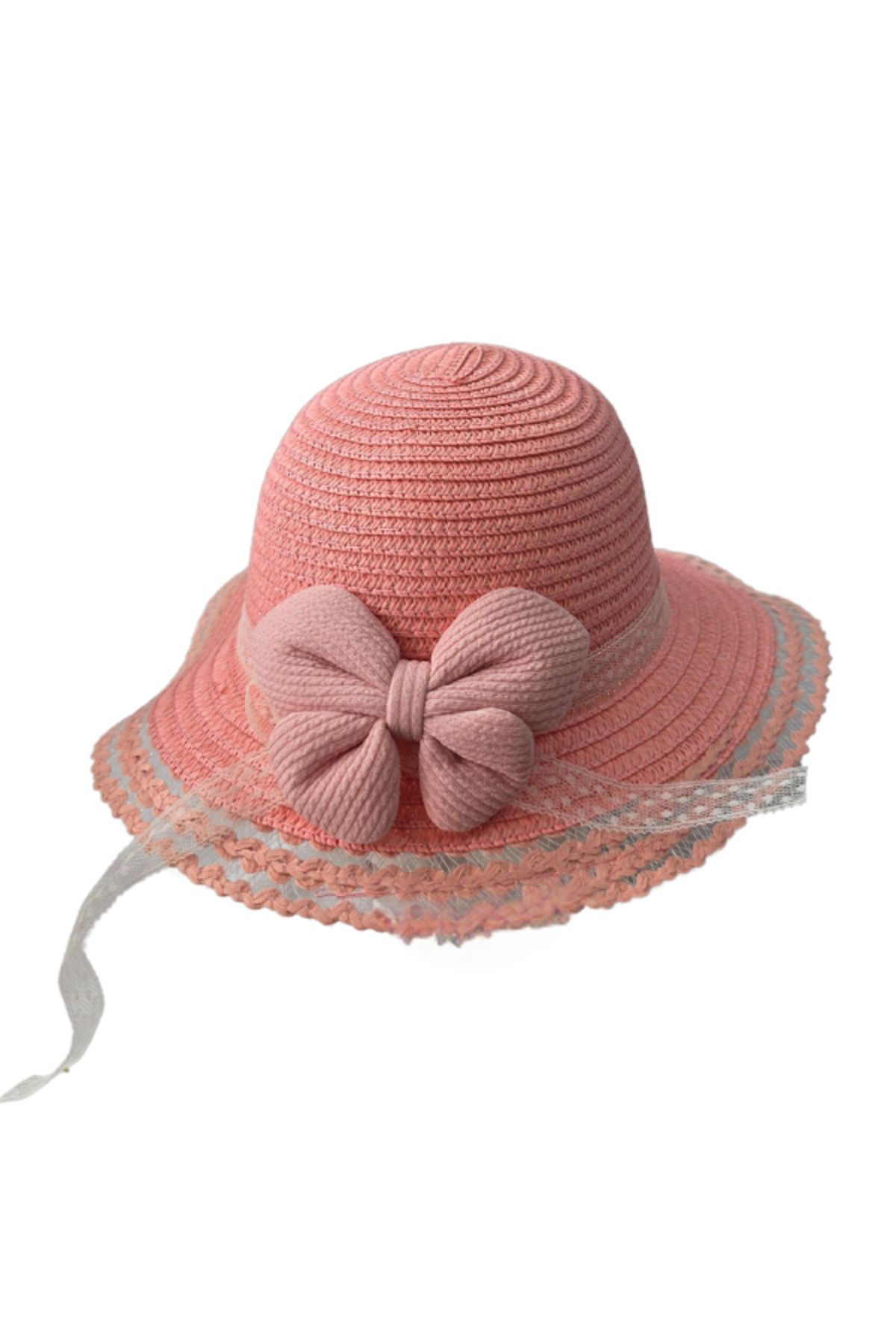 Kitti-Baby Girl Children's Bow Detailed Straw Hat (2-6 Years) 3