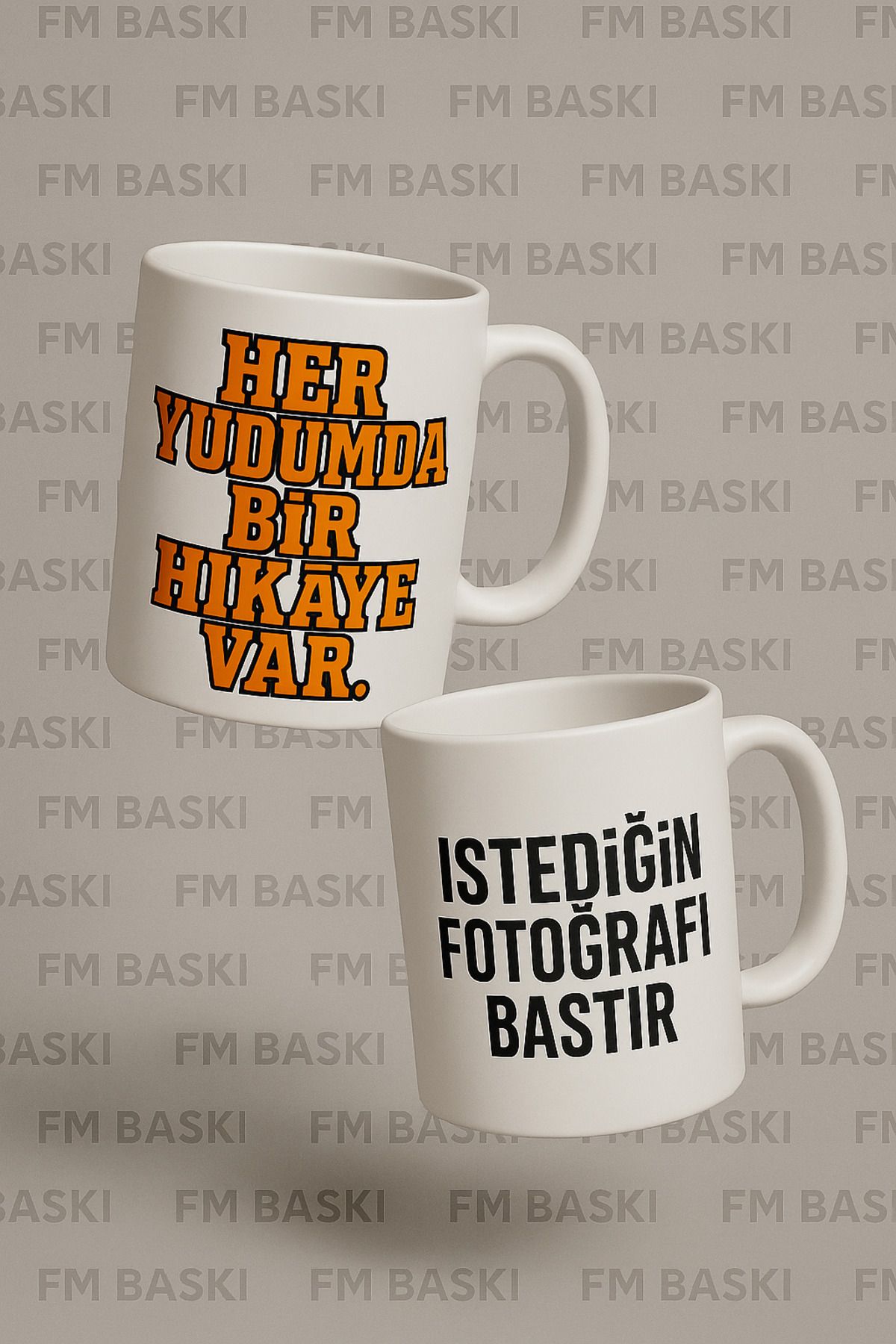 FM BASKI Her yudumda bir hikaye var kişiye özel kupa bardak