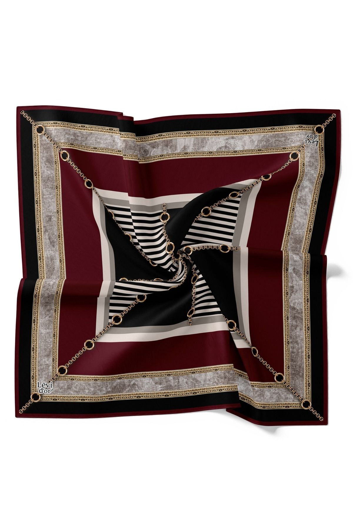 Levidor-Geometric Chain Pattern Sparkling Crystal Scarf 2