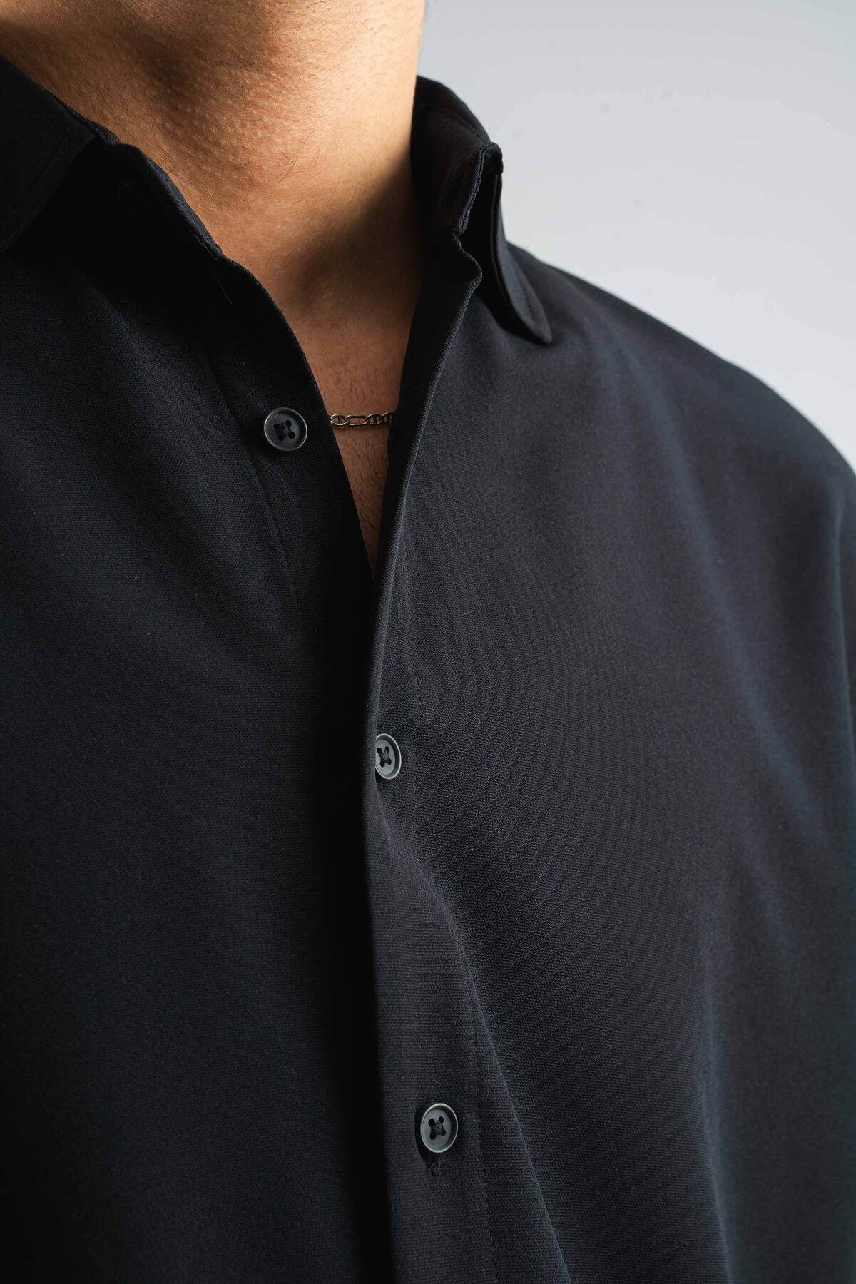 bombe Erkek Gömlek Slim Fit Kolay Ütü Teri Emen Nefes Alan Doku Dört Mevsim Oversize Klasik Gömlek