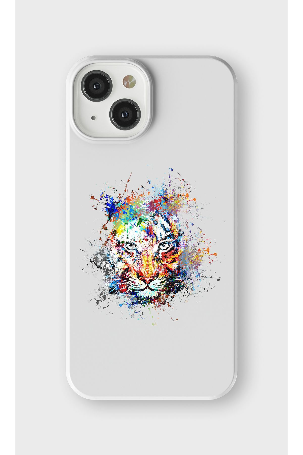 lelia iPhone 12 Mini Uyumlu Renkli Kaplan Tasarımlı İçi Kadife Lansman Beyaz Silikon Kılıf