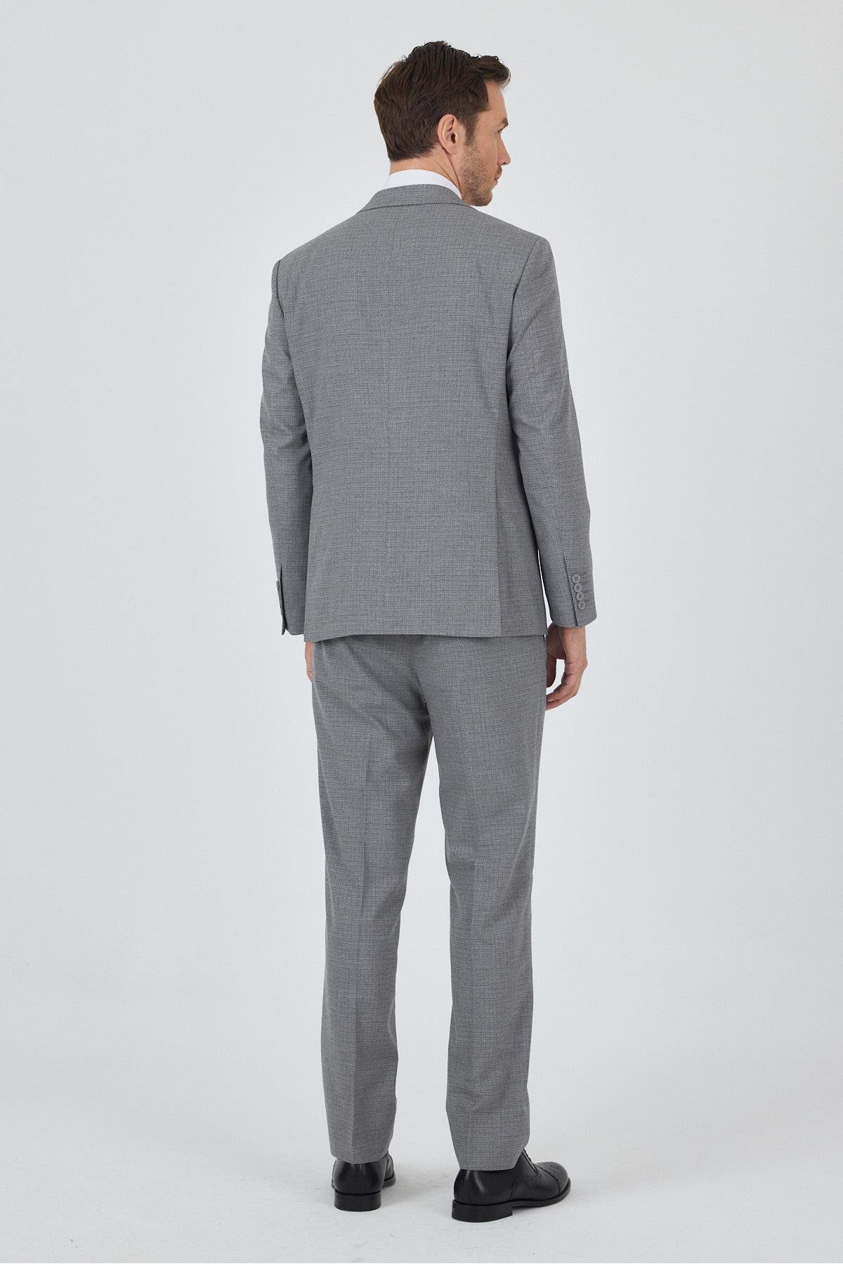 Erkek Gri Mono Yaka Esnek 6 Drop Comfort Fit Takım Elbise 1001250104 — رنگارنگ — تصویر 5 از 6
