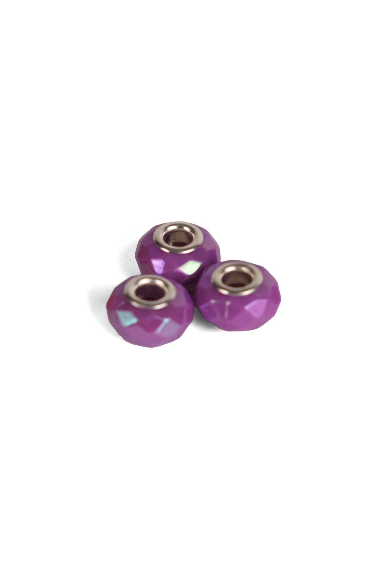 Prestij Boncuk Fasetli Lila Boncuklu Charm 12 mm 3 Adet