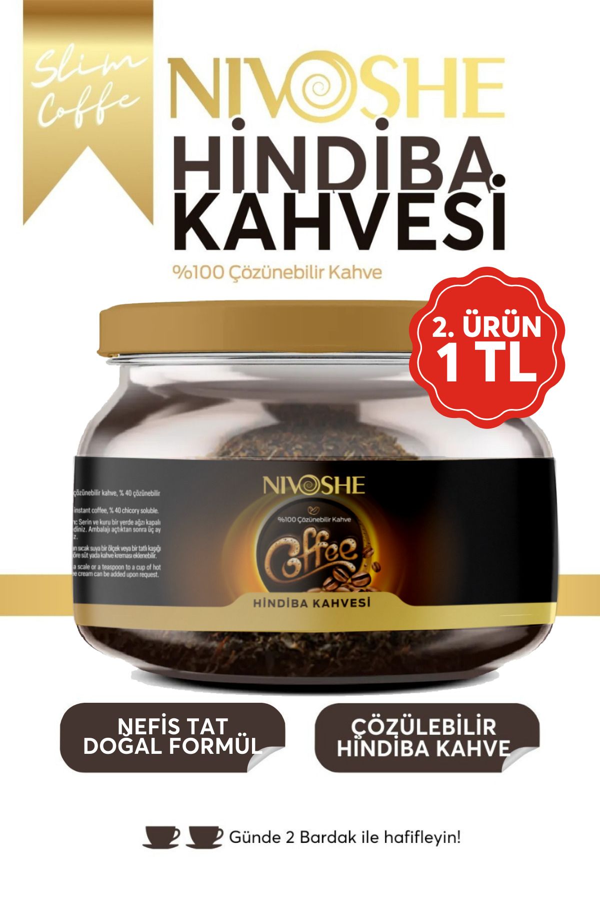 NIVOSHE Hindiba Kahvesi Granül Kahve 1 Aylık - (60 KULLANIM) Net 150gr