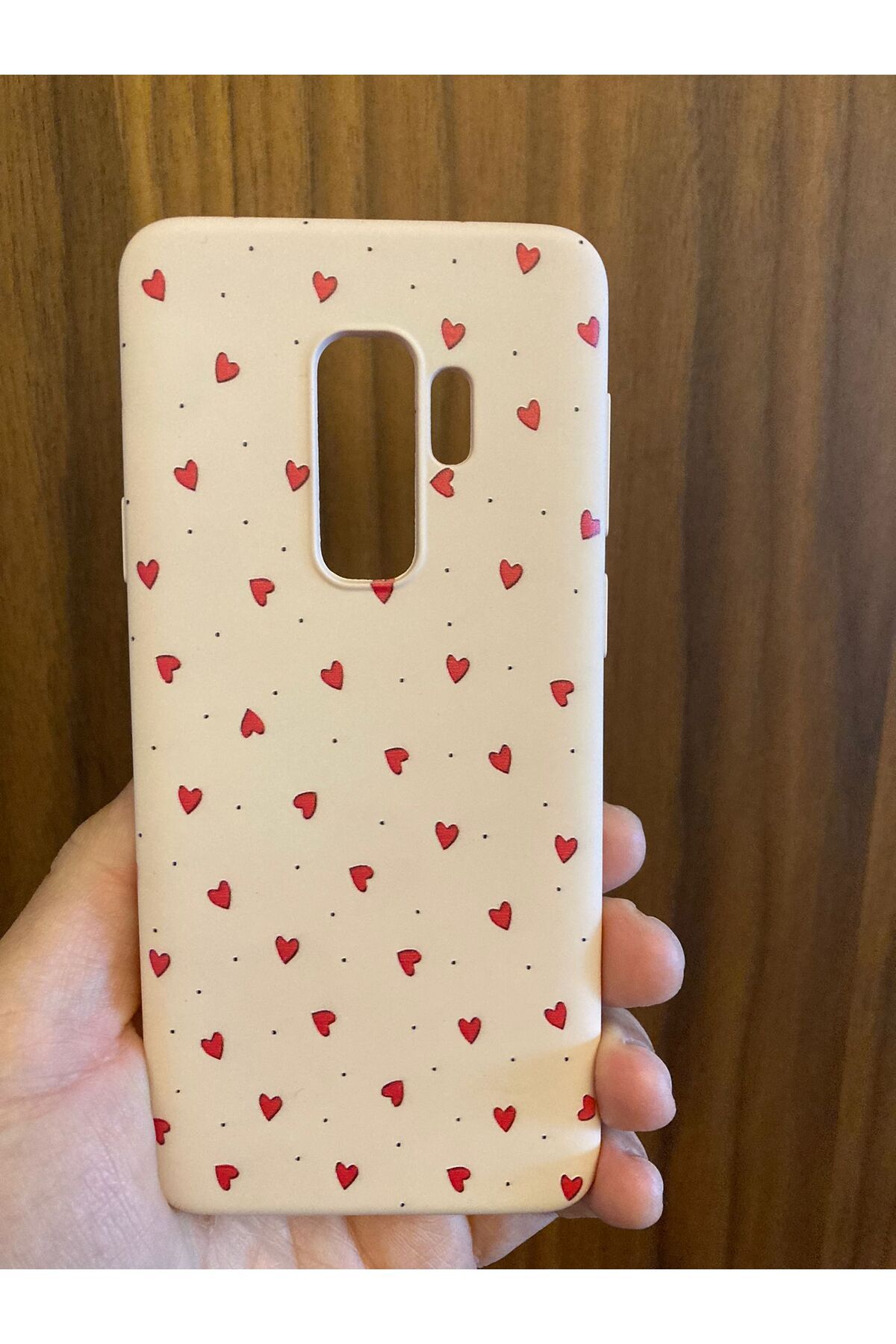 Newon SAMSUNG GALAXY S9 PLUS KÜÇÜK KALP BASKILI İÇİ KADİFE PREMİUM SİLİKON TELEFON KILIFI KAPAK COVER