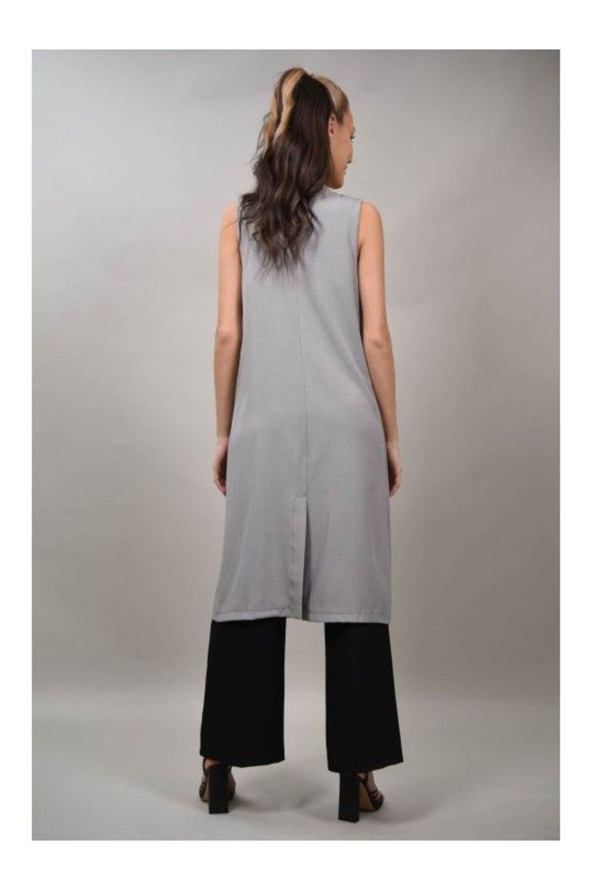 CHANGE OFF-LONG FORMAL STYLE VEST WITH BUTTONS AT WAIST ALESSANDRA ONE SIZE FITS ALL Grey 2