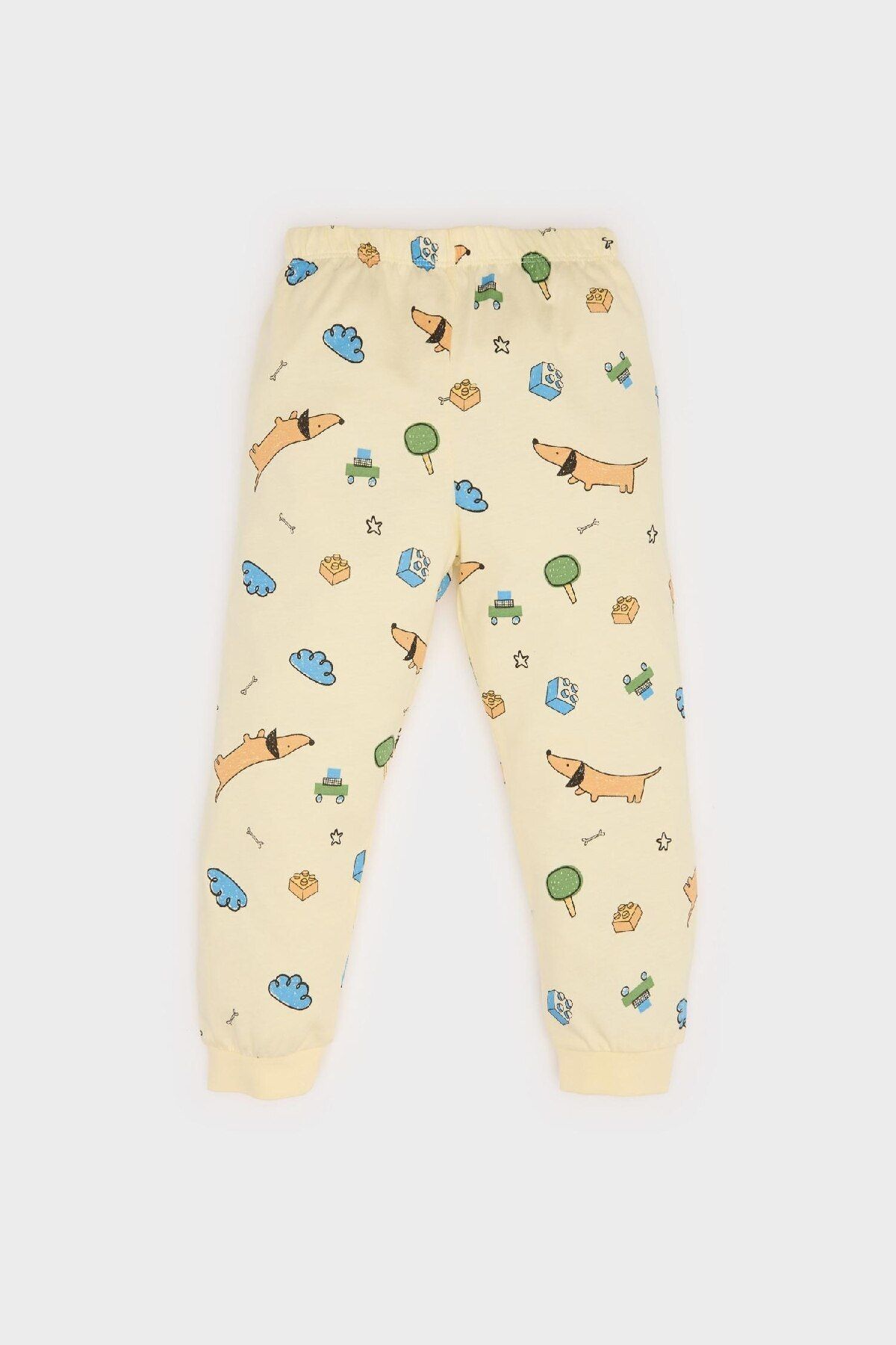 DeFacto-Baby Boy Pajama Set: Short Sleeve with Print, Combed Cotton Top Waist and Elastic Long Bottom 3