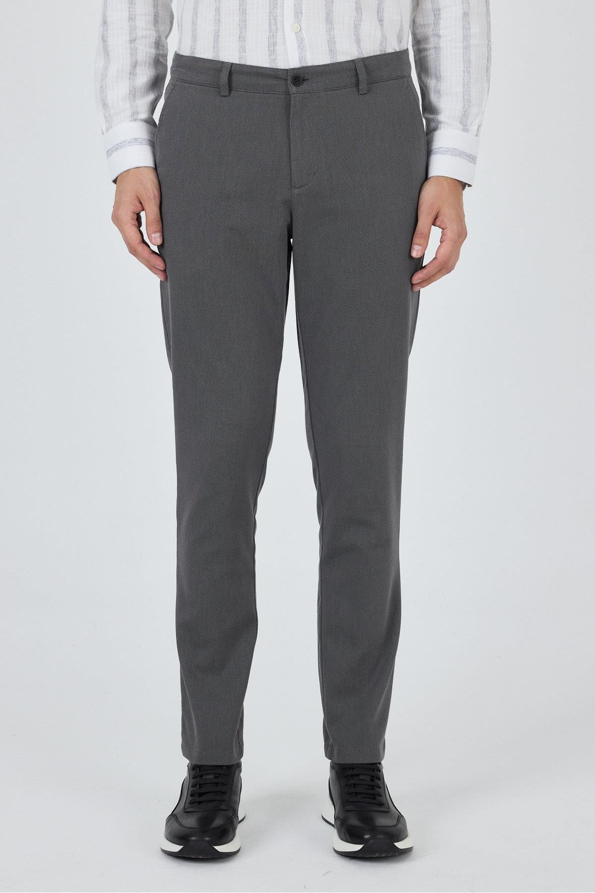 İmza Füme Desenli Armürlü Yan Cep Düz Paça Comfort Fit Pamuklu Casual Chino Pantolon 1003250122
