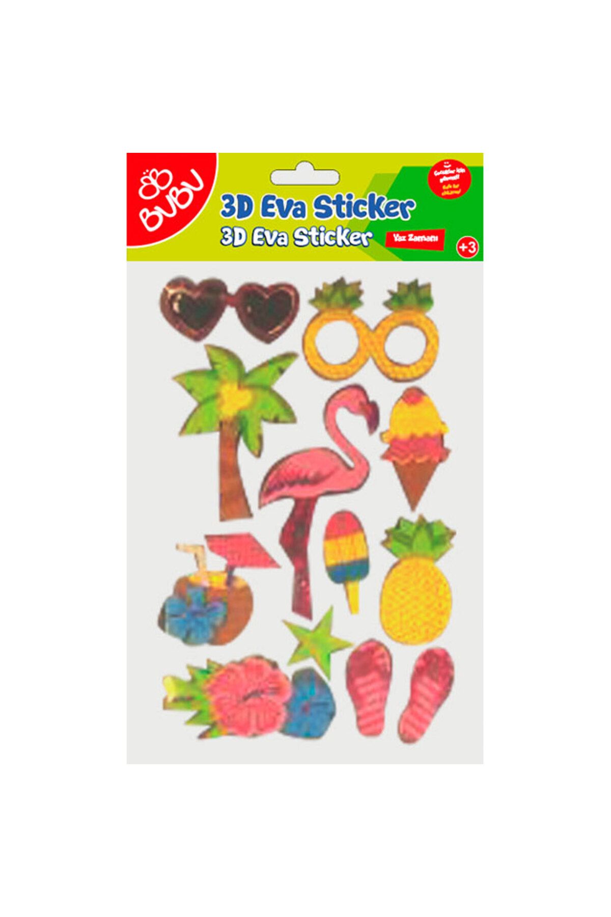 Bubu Bu-Bu 3D Eva Simli Sticker Yaz Zamanı sts046 (Karışık Model 1 Adet)