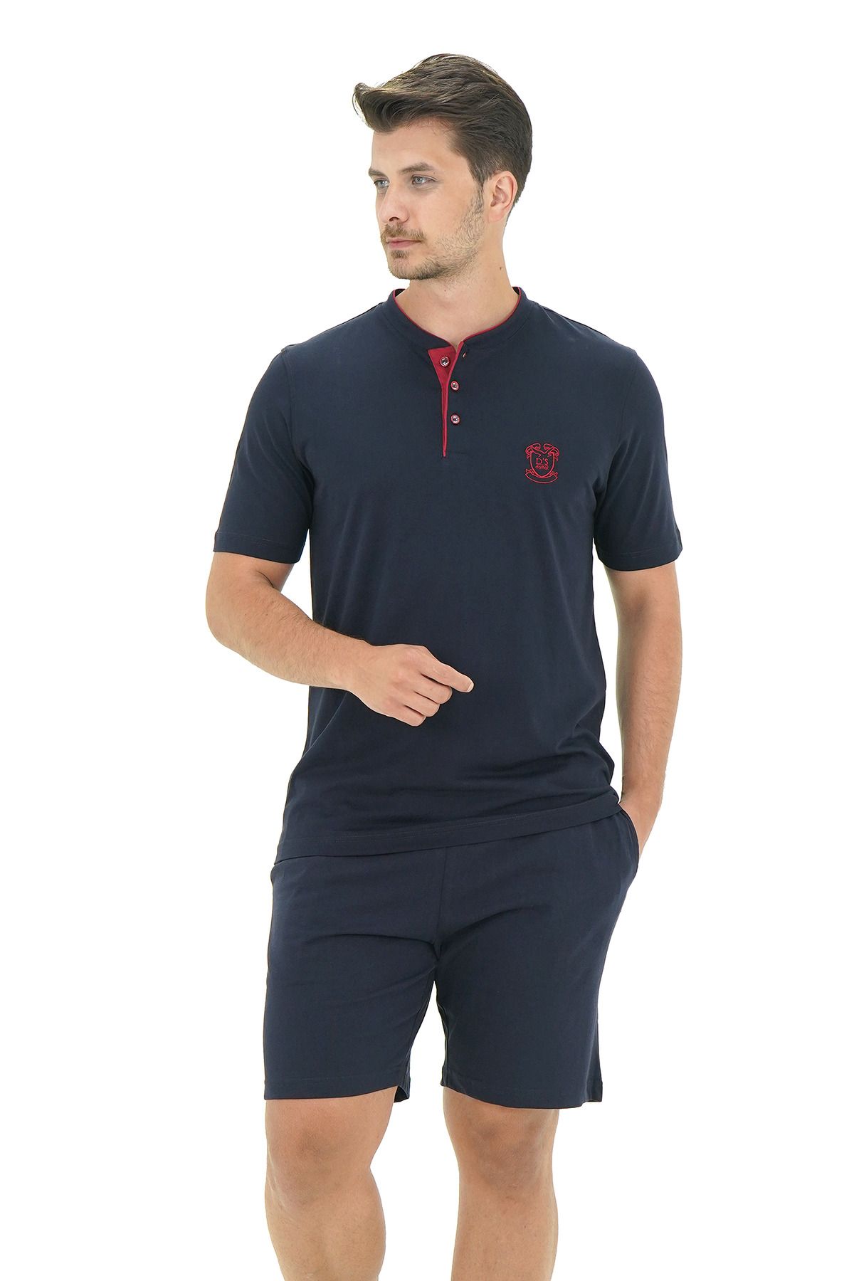 D'S Damat Ds Damat Regular Fit Cotton Şort Takım K.LACİVERT