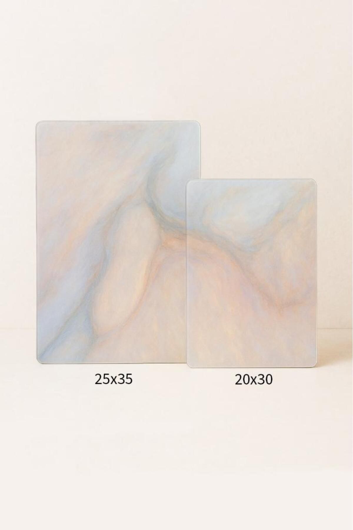 Miabella Home 2'li Temperli Cam Kesme Tahtası 20x30 & 25x35 cm | Desenli Antibakteriyel Mutfak Doğrama Camı