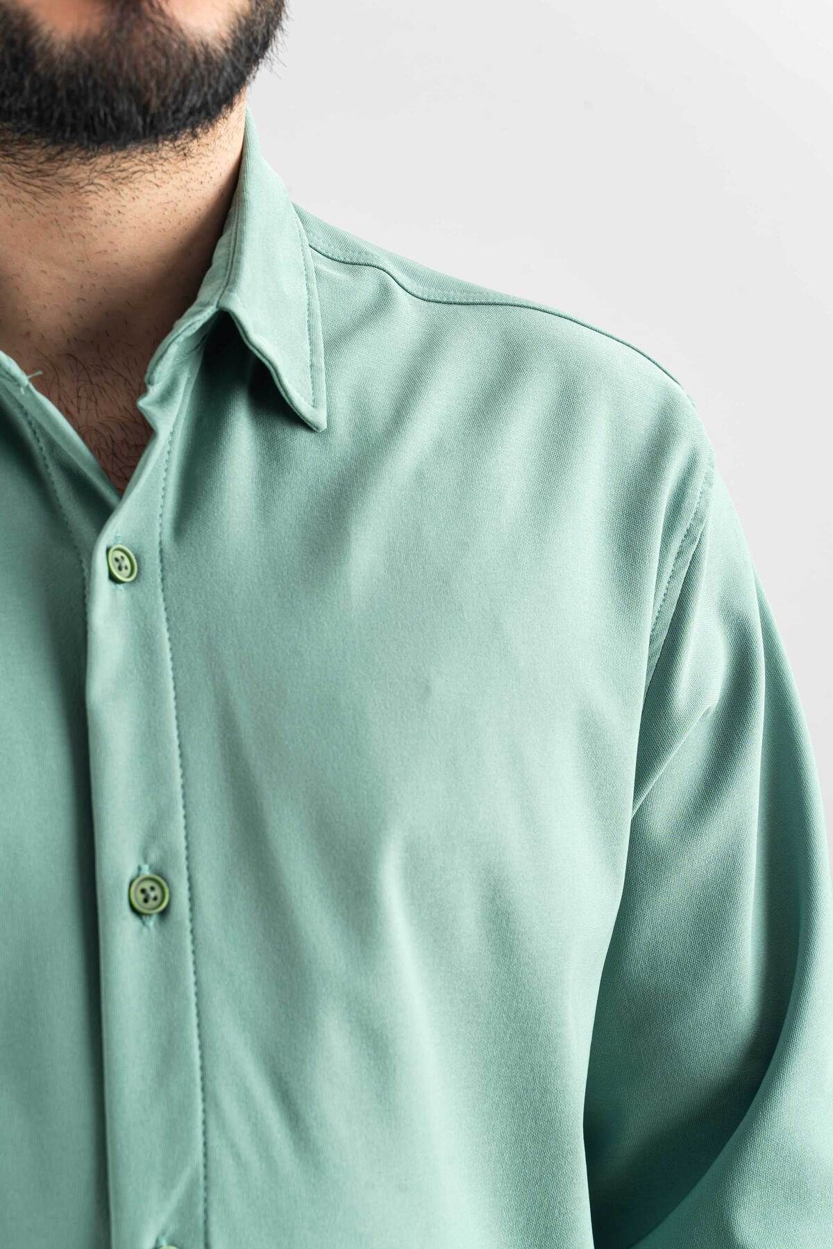 bombe Erkek Gömlek Slim Fit Kolay Ütü Teri Emen Nefes Alan Doku Dört Mevsim Oversize Klasik Gömlek