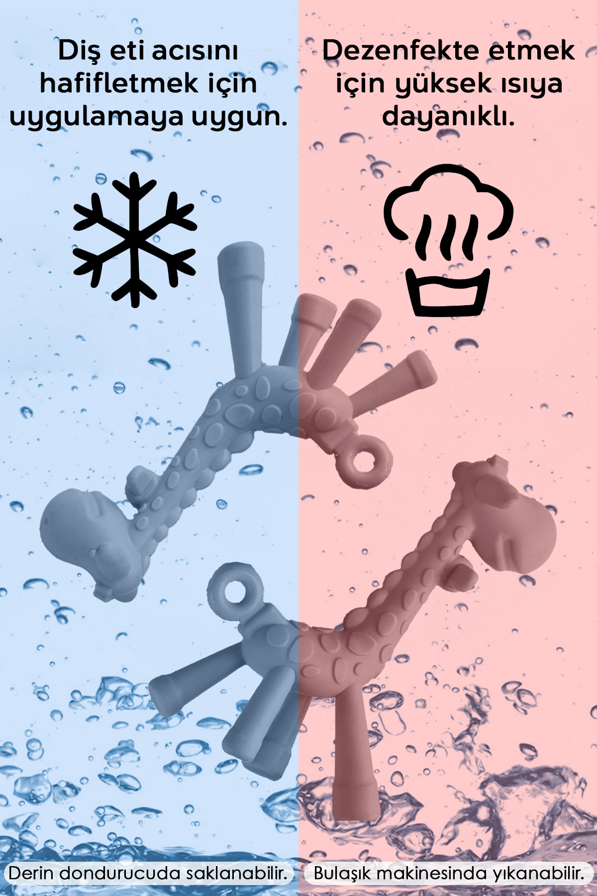 Meleni Baby 3'lü Silikon Diş Kaşıyıcı Set - Kaktüs Zürafa Figürlü Diş Kaşıyıcı Bebek Diş Kaşıma Emziği Gri fotoğrafı 2 (önizleme)