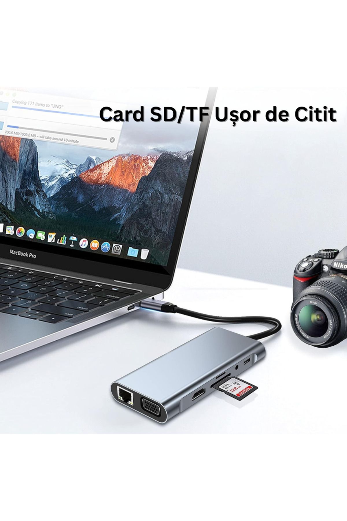 Velixo-11-in-1 USB-C Hub, 2xHDMI 4K, USB-A 3.1, USB-C, RJ45, SD/TF, 87W PD, Dock for Laptop/MacBook, Grey 3