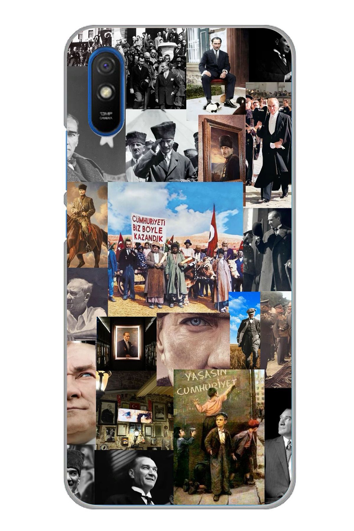 TechTree Redmi 9A Uyumlu Atatürk Cumhuriyet Şeffaf Silikon Kılıf