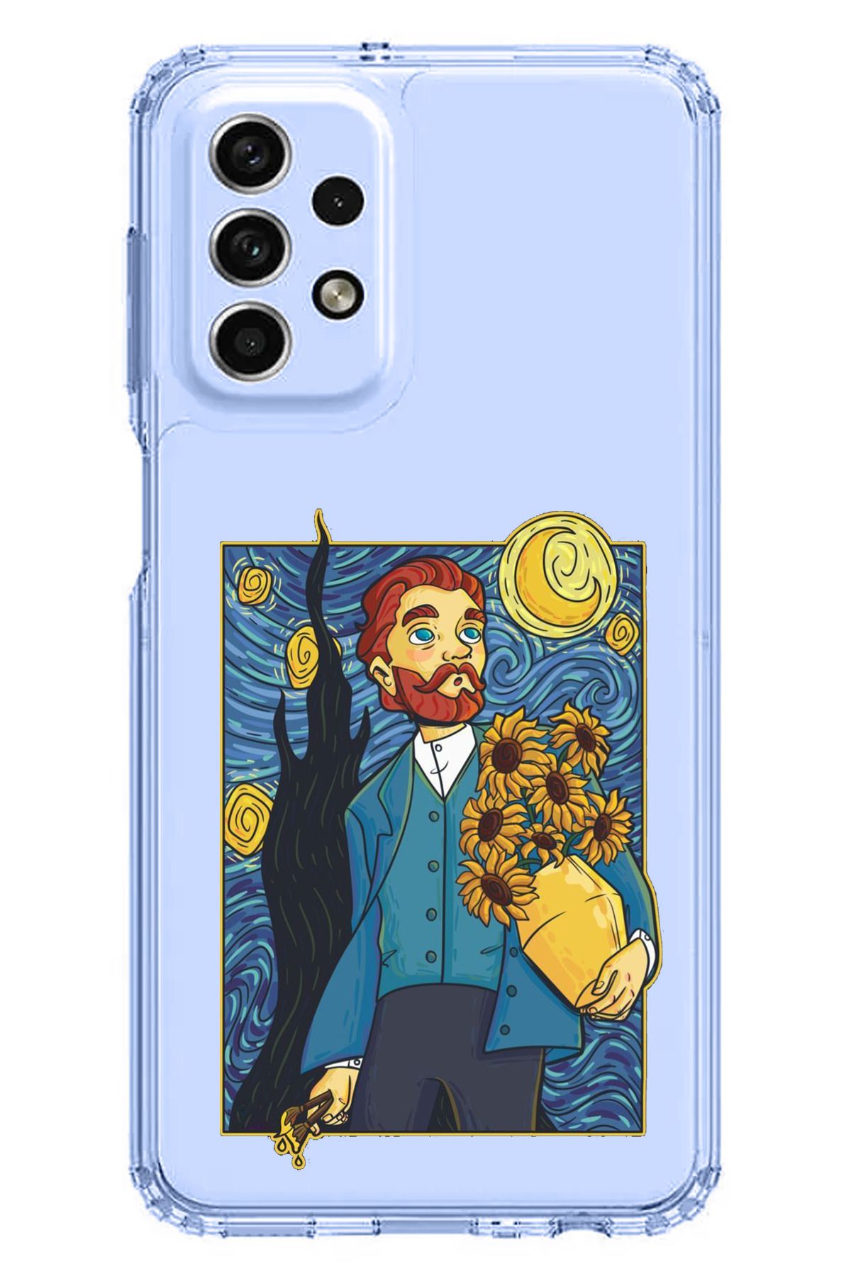TechTree Samsung Galaxy A33 Uyumlu Van Gogh Portre Tasarımlı Şeffaf Silikon Kılıf