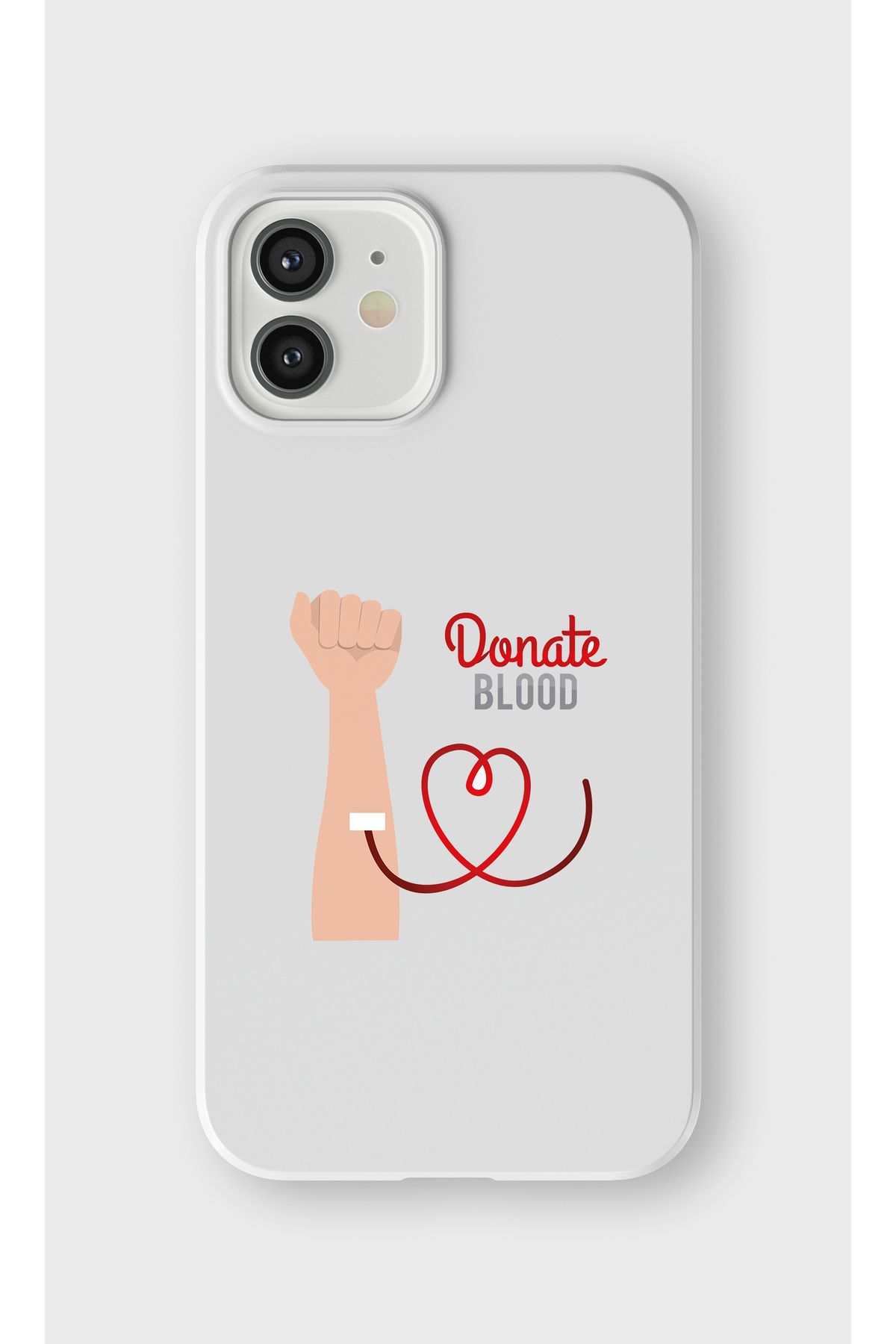 lelia iPhone 12 Uyumlu Donate Blood Tasarımlı İçi Kadife Lansman Beyaz Silikon Kılıf