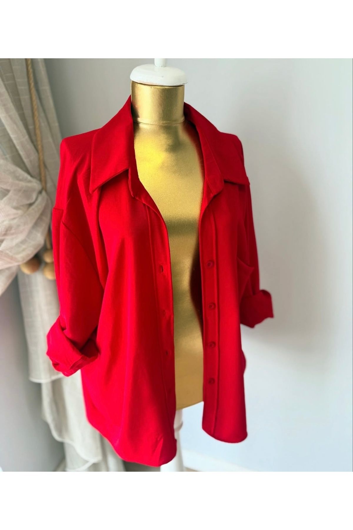 Asumbutik Standart beden kırmızı gömlek